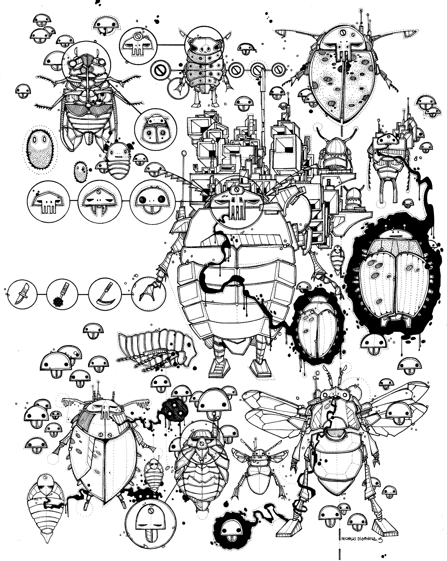 Insect Swarm 1 ink on paper, 11" x 14" 2005