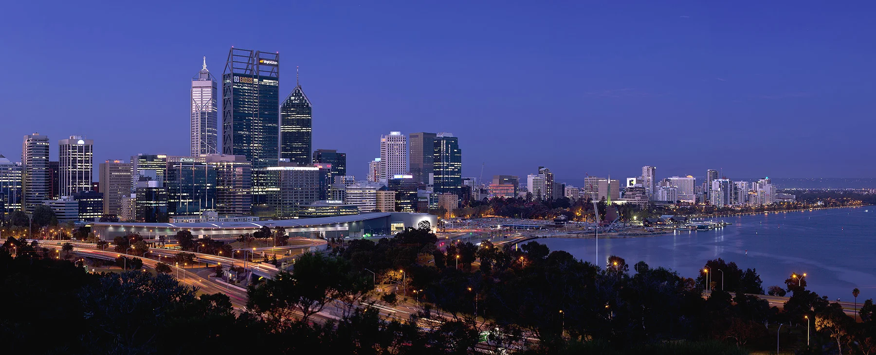 Perth City Skyline at Sunset from Kings Park Lookout