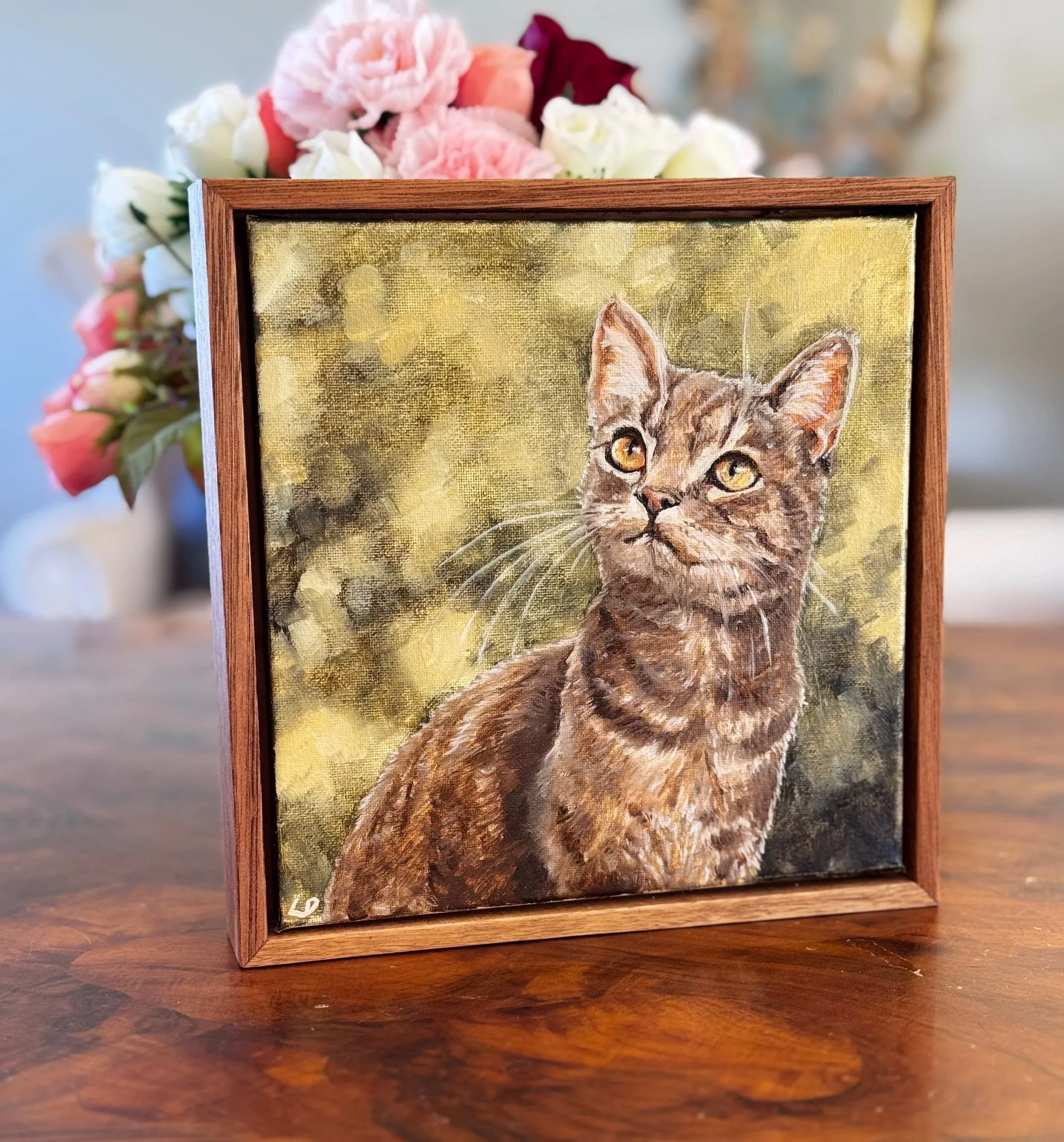 Cat oil painting portrait commission by Lara Day