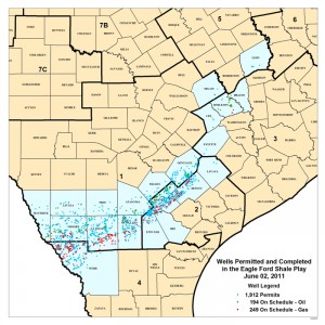 TX RRC Eagle Ford Well Map - June 2011