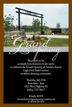 Sendero Ranch Grand Opening Invitation - 300 px
