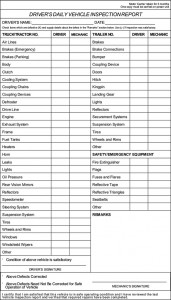 Drivers Daily Vehicle Inspection Report
