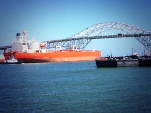 Oil Tanker Leaving Port of Corpus Christi