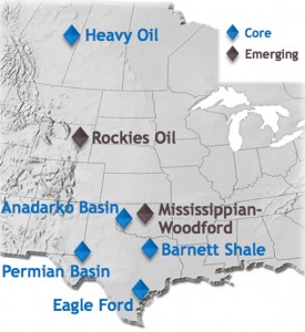 Devon Energy Core & Emerging Asset Map