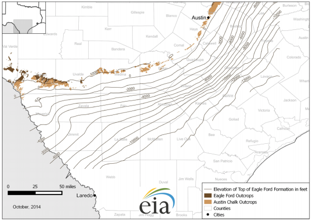 Eagle Ford elevation map 2015