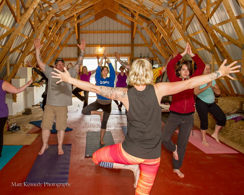 Tracy teaching class in the barn at the Lazy I Ranch