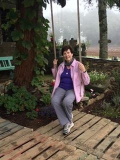 MB's mom having a swing along the Camino