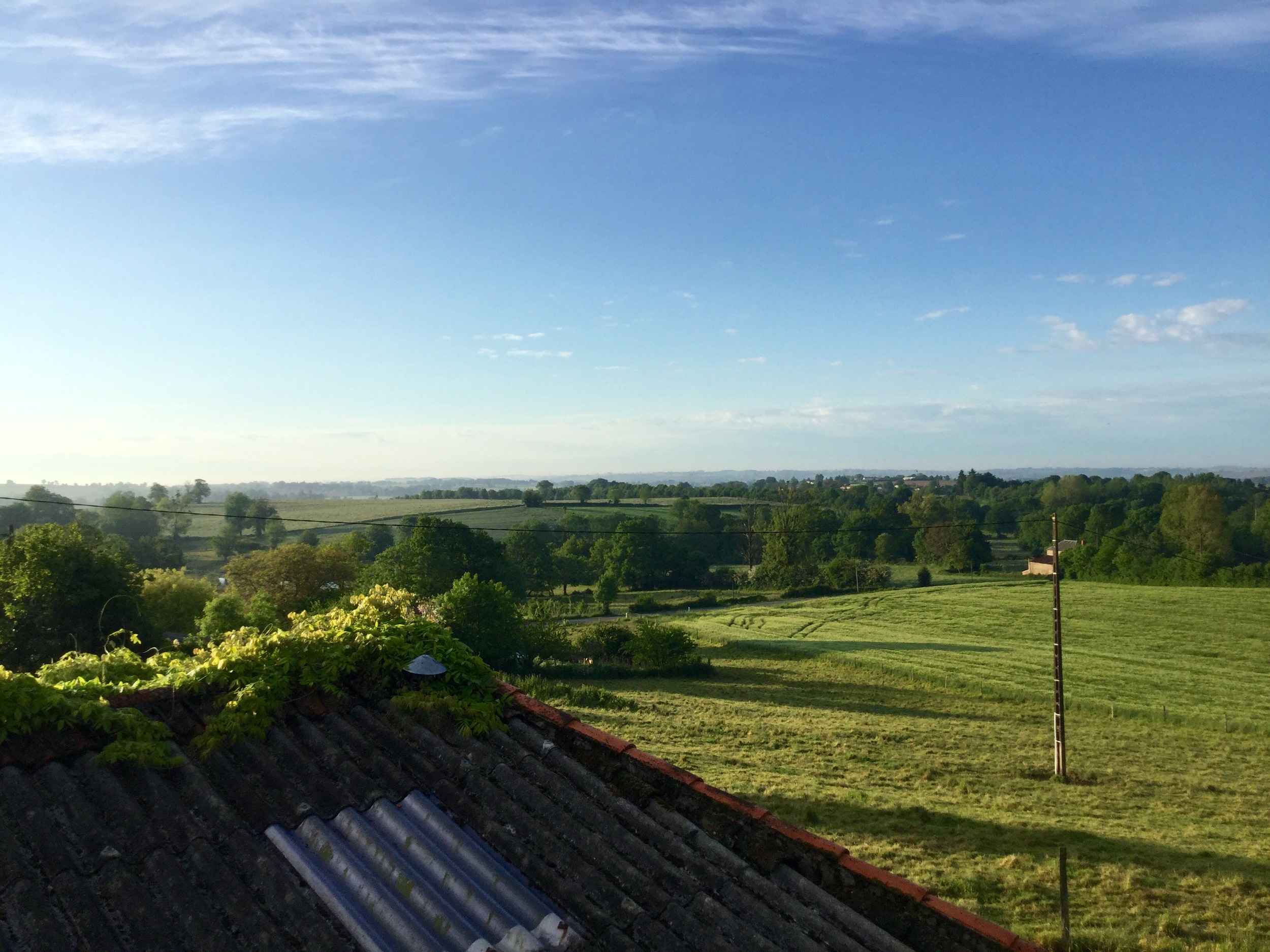 Blue skies from the back decking.