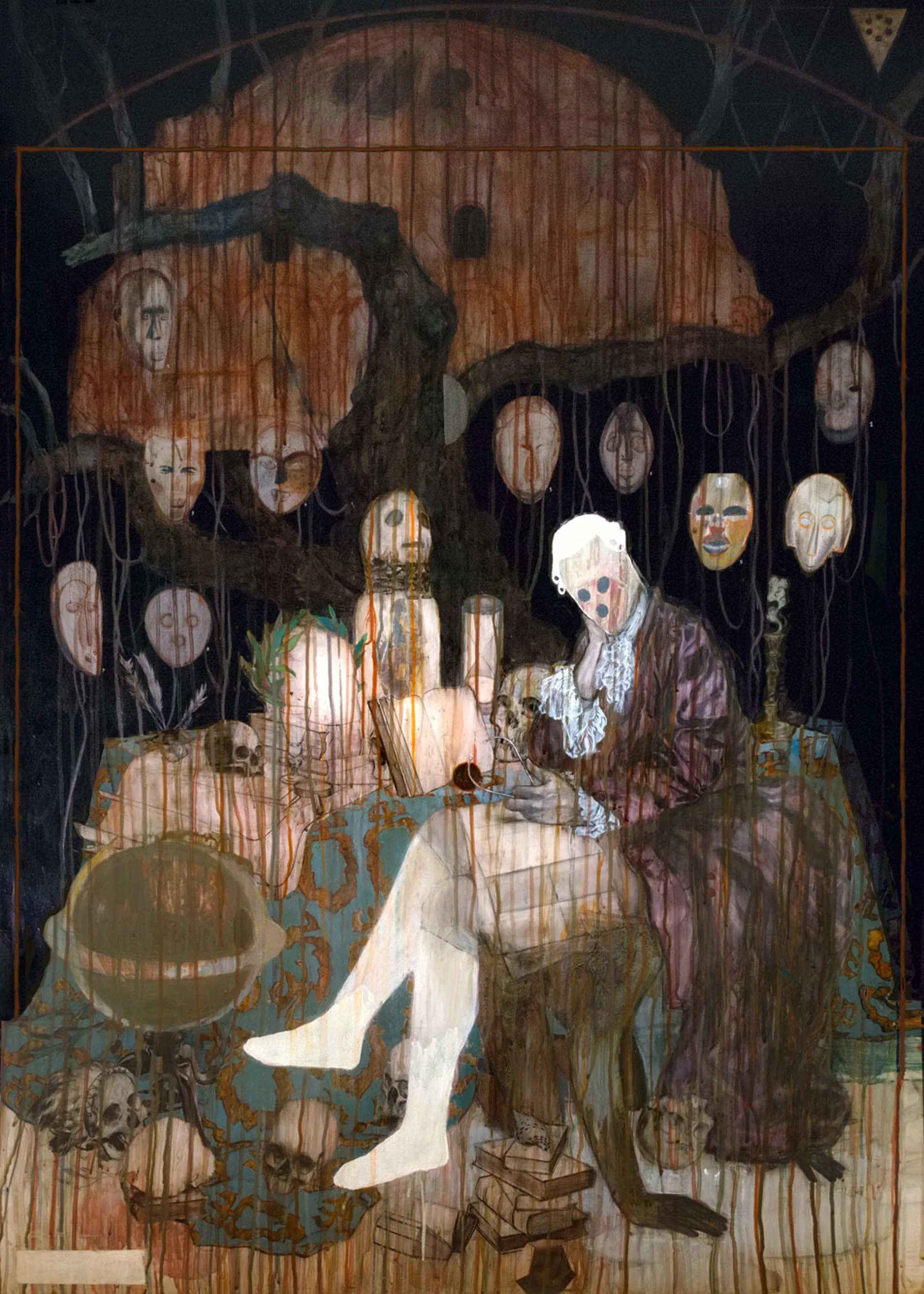 La Généalogie ou le Lignage révélé 2014, Mixed media on drafting film 139 x 101.5 cm