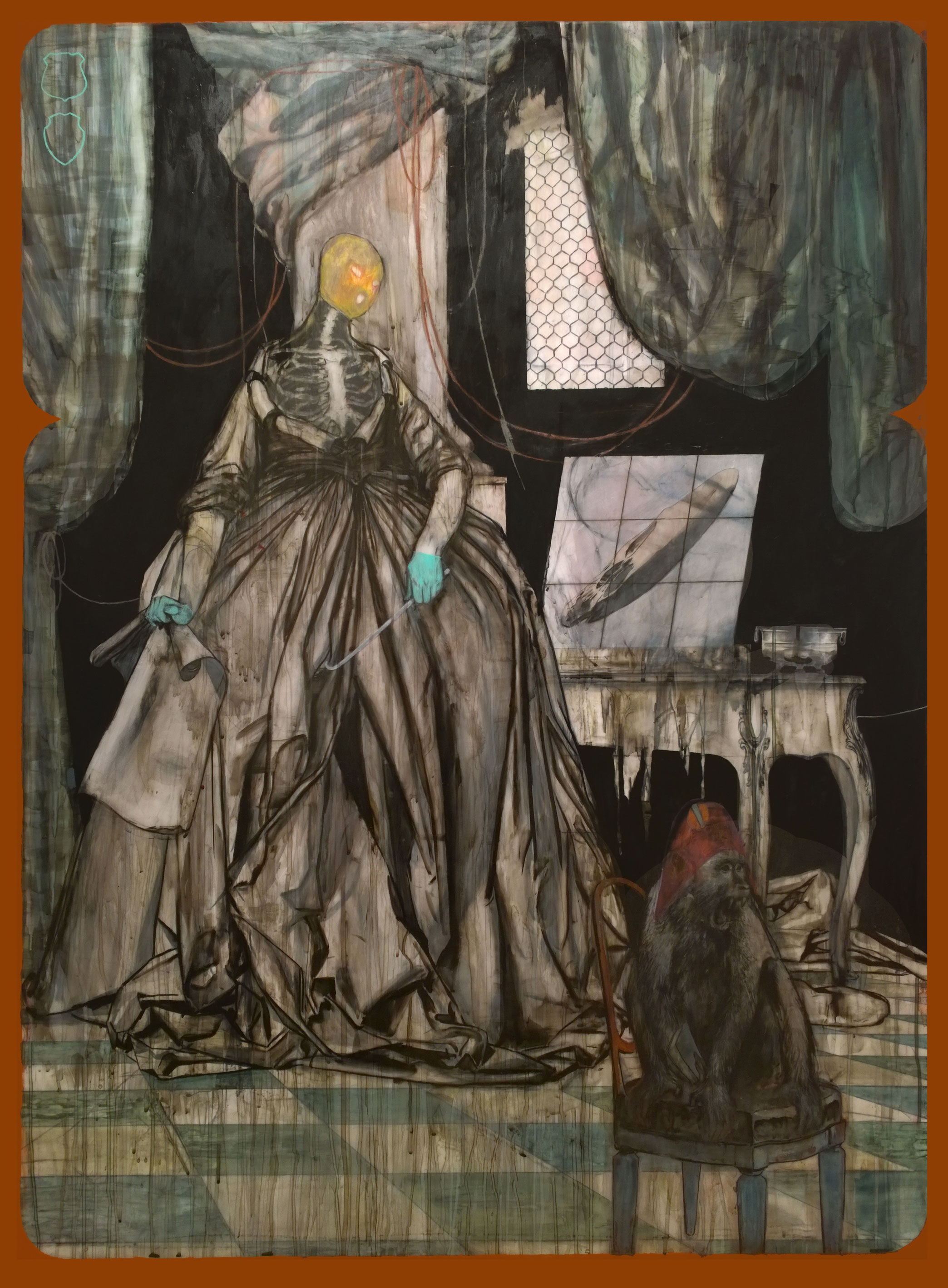 La Vivisection ou l’aube de la transparence 2014, Mixed media on drafting film 139.5 x 101.5 cm