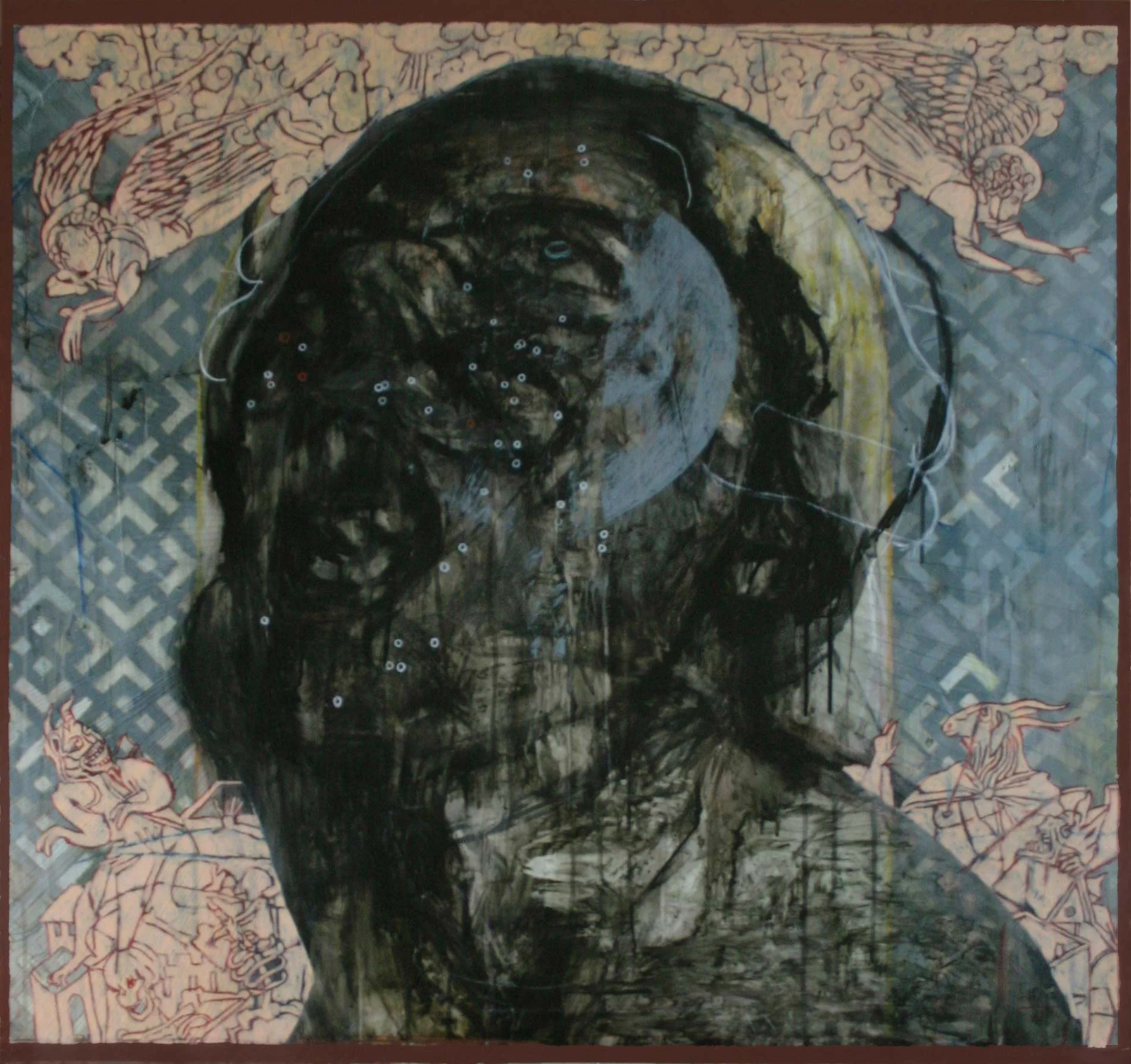 Gratia lacrymarum 2014, Mixed media on drafting film 100.5 x 101.5 cm