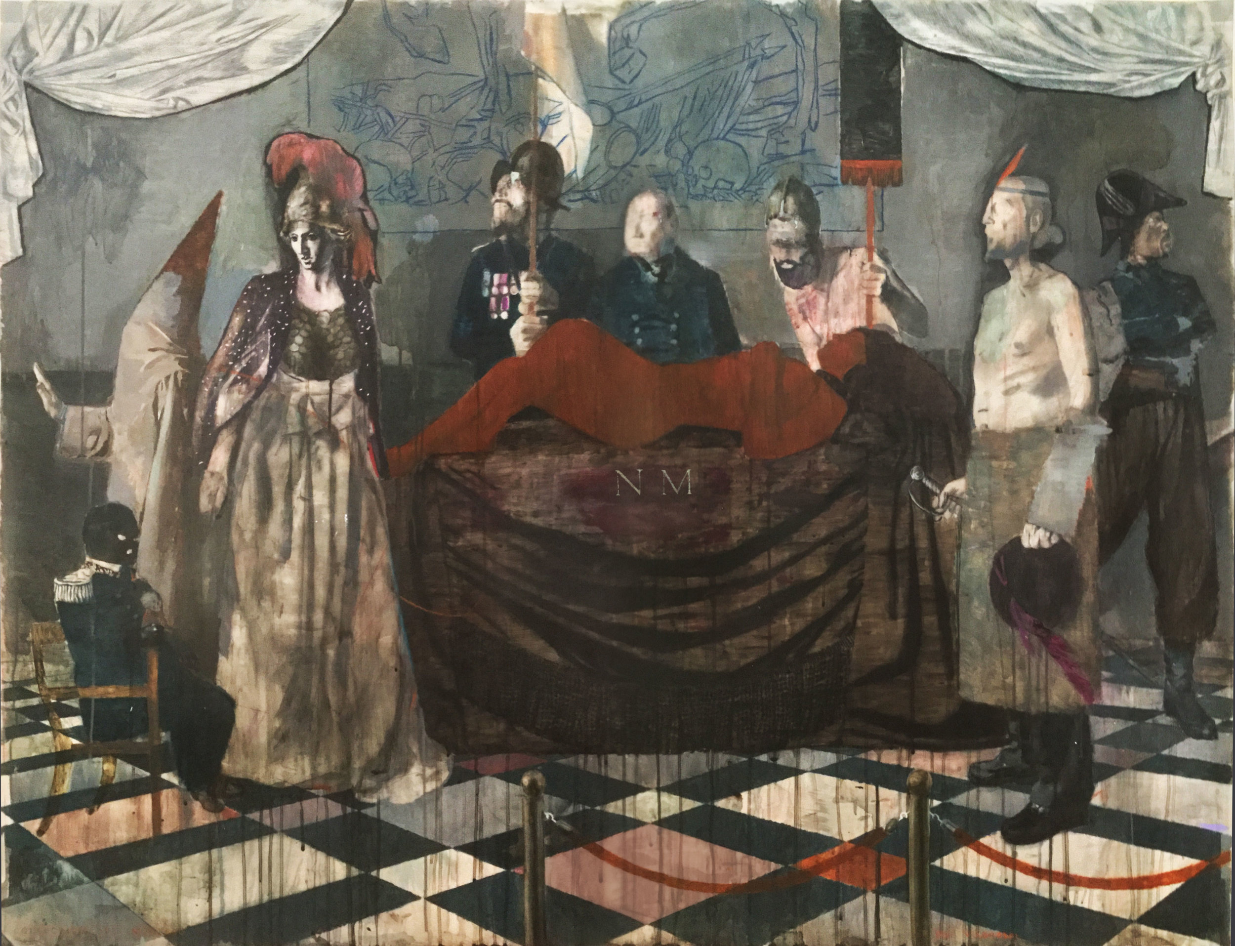 Exposición de Nuevo Mundo (Epílogo) 2018, Mixed media on drafting film 122 x 161 cm