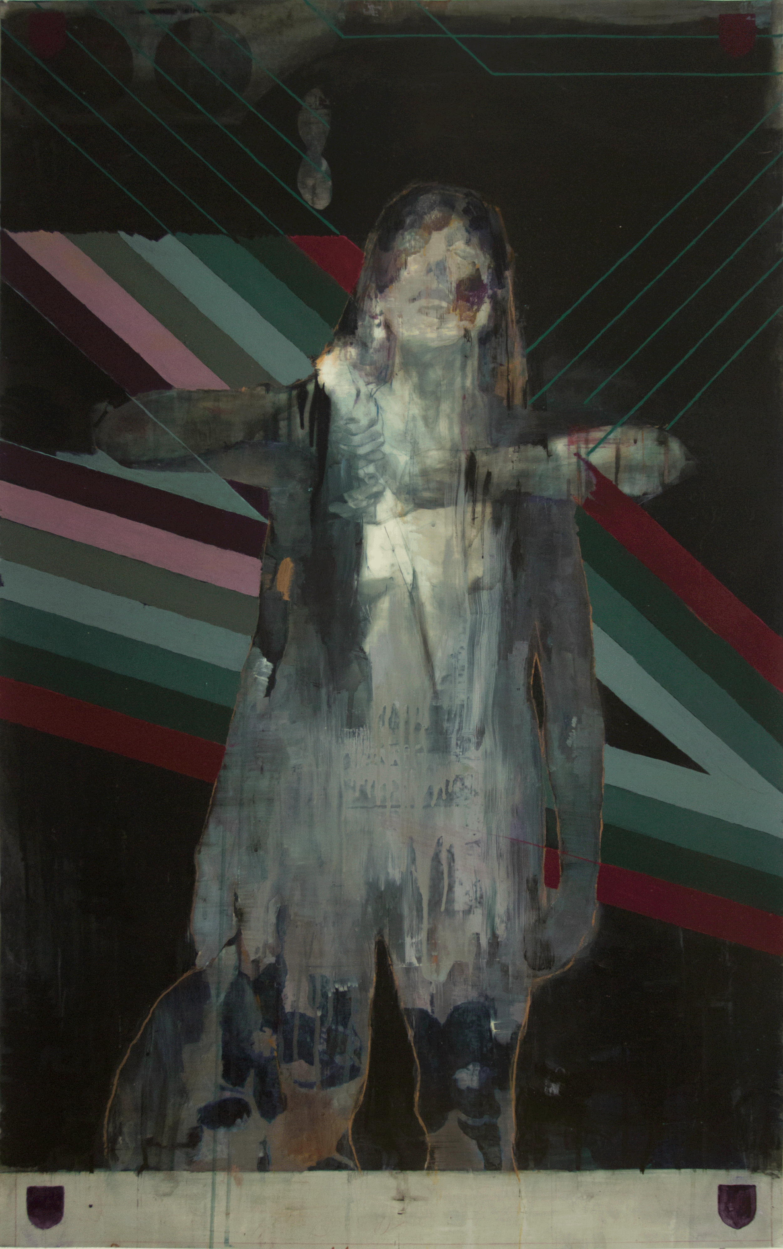 Pereat Monarchia 2018, Mixed media on drafting film 109 x 68 cm