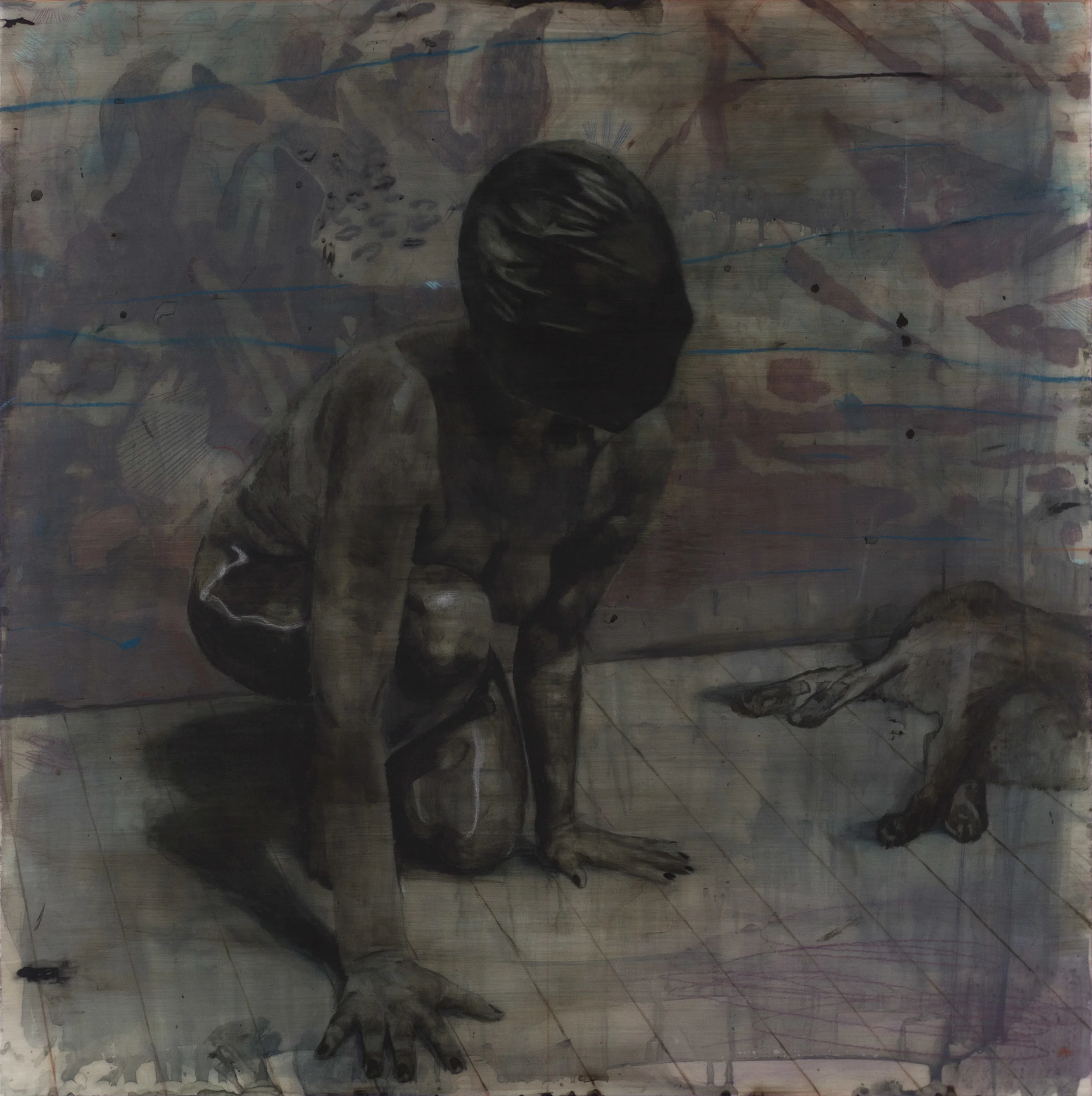 Qui-vive (BMPVI) 2019, Mixed media in drafting film 61 x 61 cm
