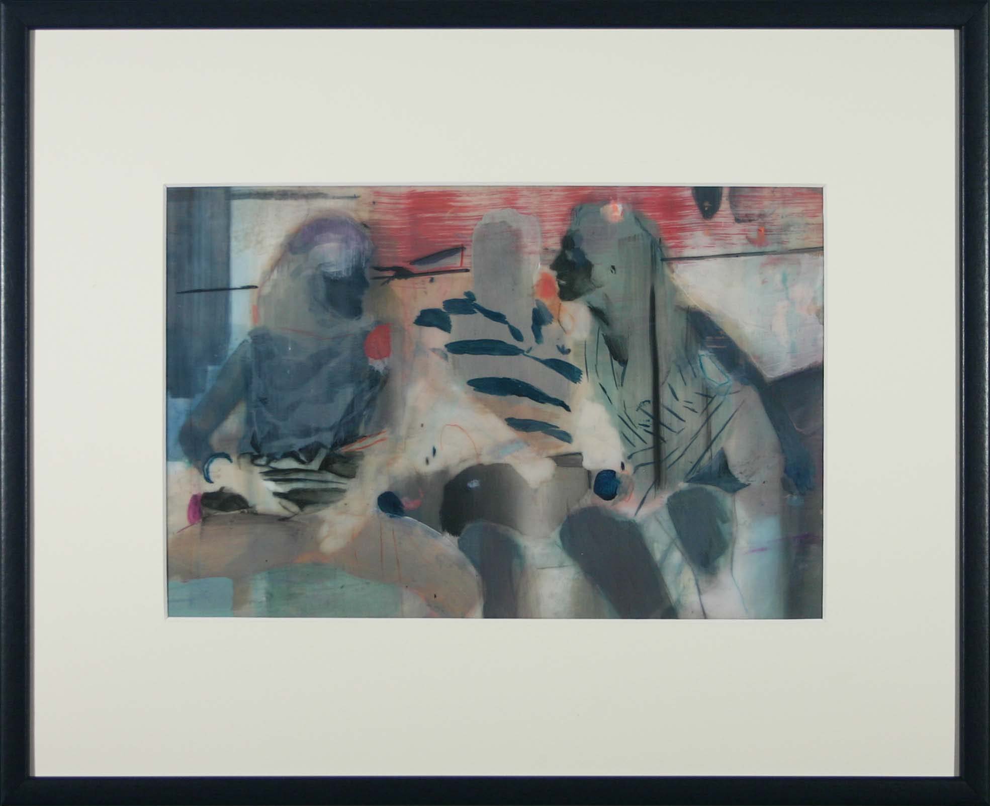   Danish School (Tennis)  2022, Mixed media on polyester film 20.5 x 31.5 cm (38.5 x 47.5 cm framed) 