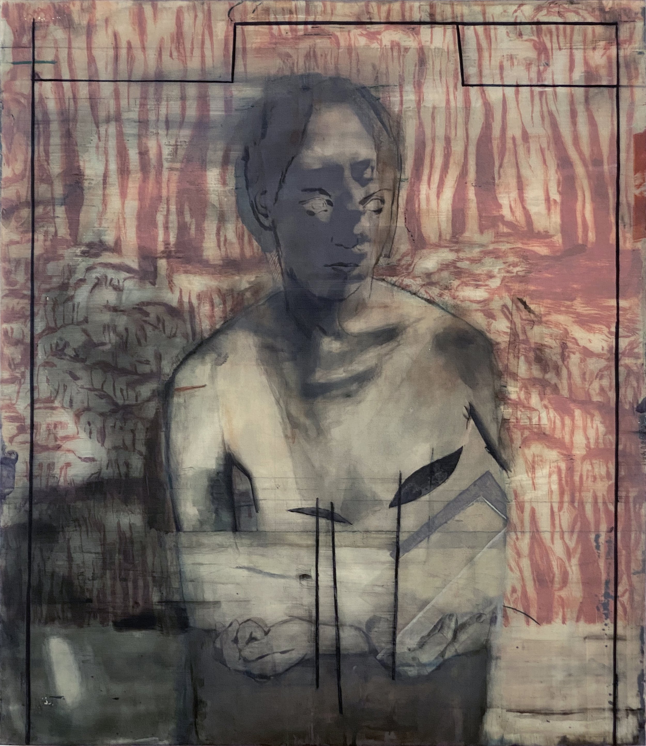   Mary Magdalene  2019, Mixed media on drafting film 70 x 61 cm 
