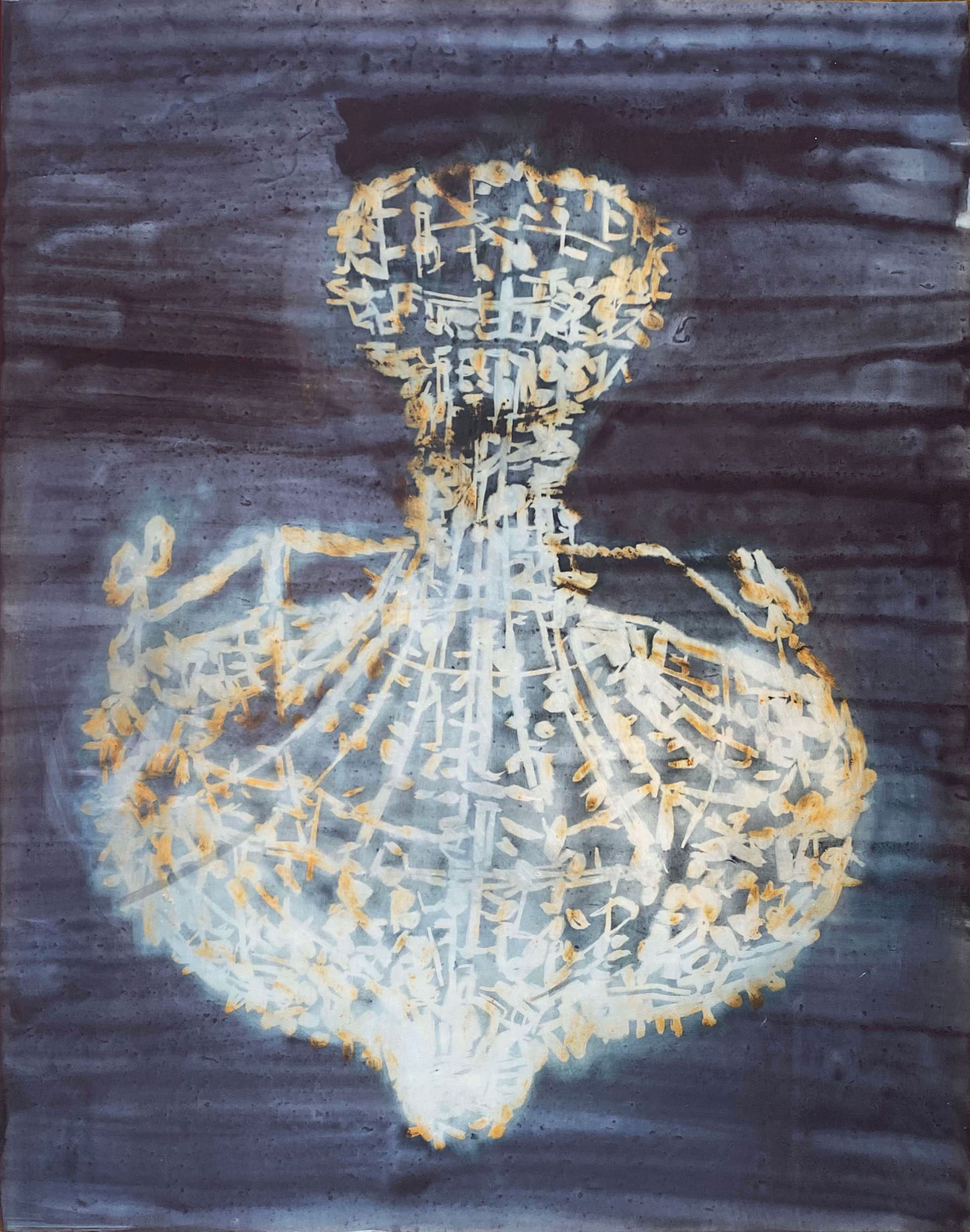   Chandelier  2023, Wax and acrylic on polyester film 26.8 x 20.9 cm 
