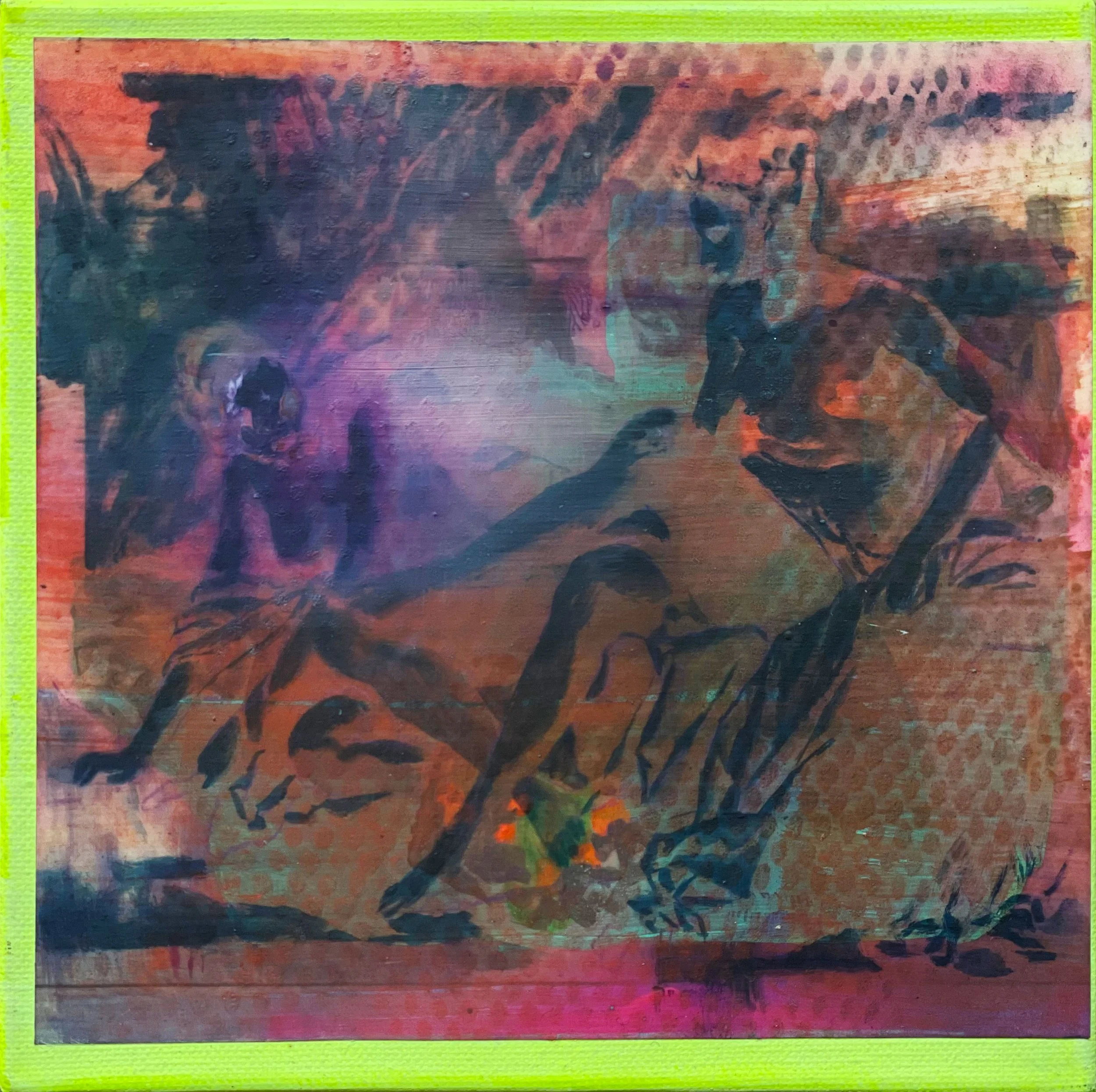   Diane sortant du bain (after Boucher)  2026, Mixed media on polyester 20 x 20 cm 