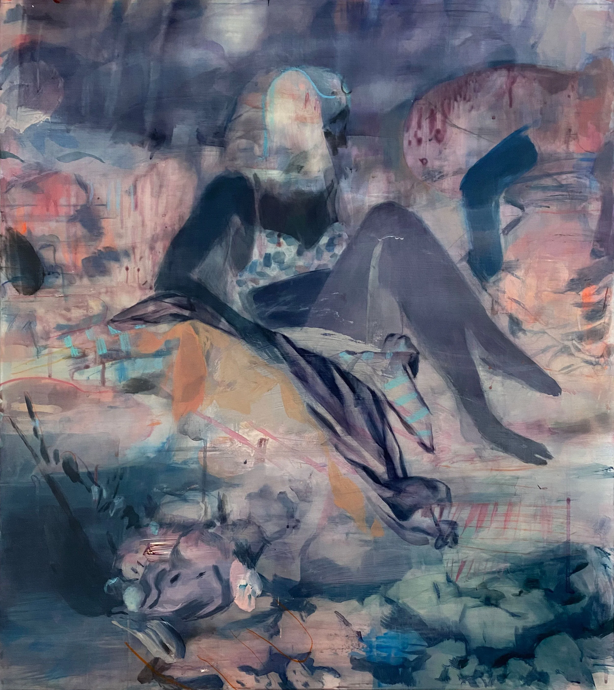   Bathing Party (after Boucher)  2023, Mixed media on polyester 68 x 61 cm 