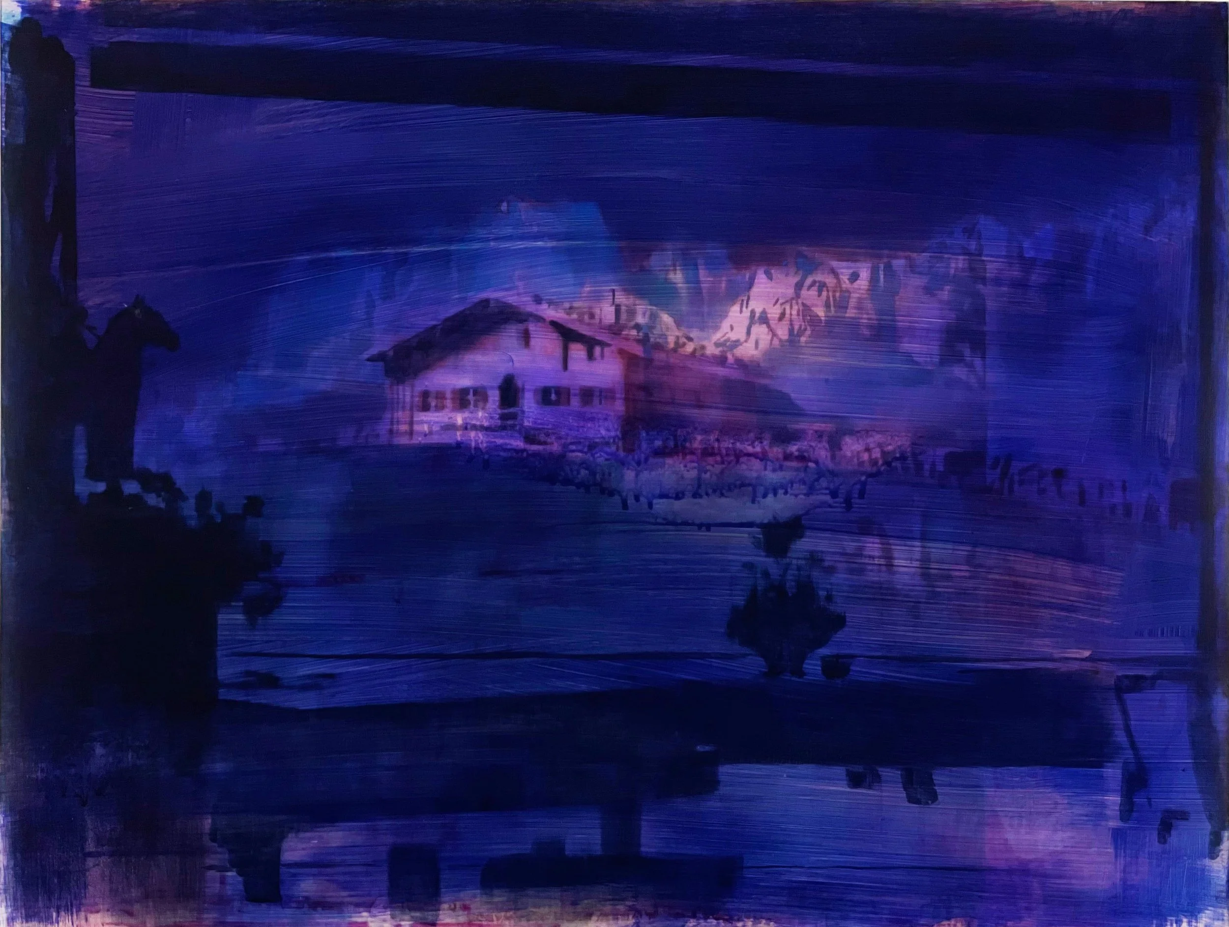   Fenster des Berghofs (Der Jäger von Fall)  2025, Mixed media on polyester 57 x 75 cm 