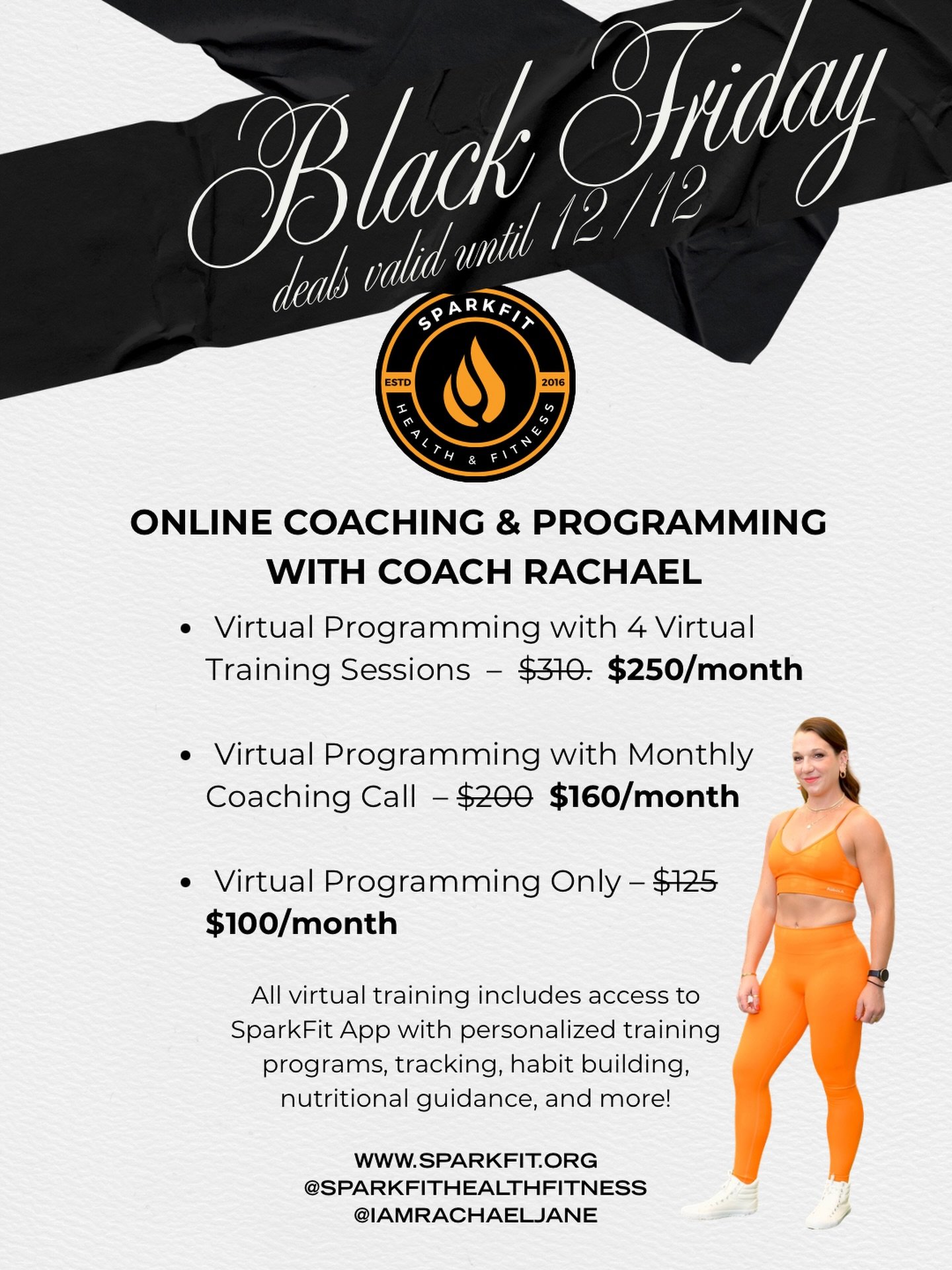 BLACK FRIDAY &mdash; SPARKFIT STYLE 🔥
This is your reminder that you don&rsquo;t have to wait for January to feel better, move better, or show up for yourself again.

Online coaching + personalized programming at seriously discounted rates. If you&r