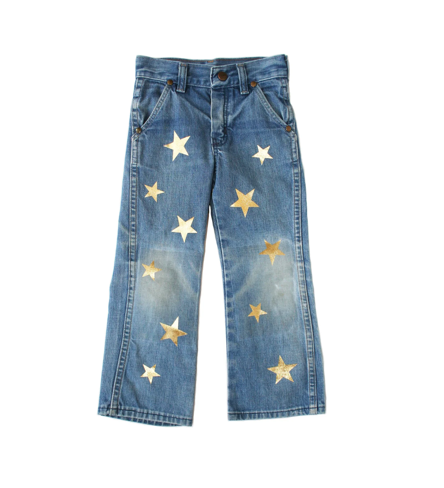 GOLD DUST WOMAN - vintage wrangler denim jeans with gold foil 