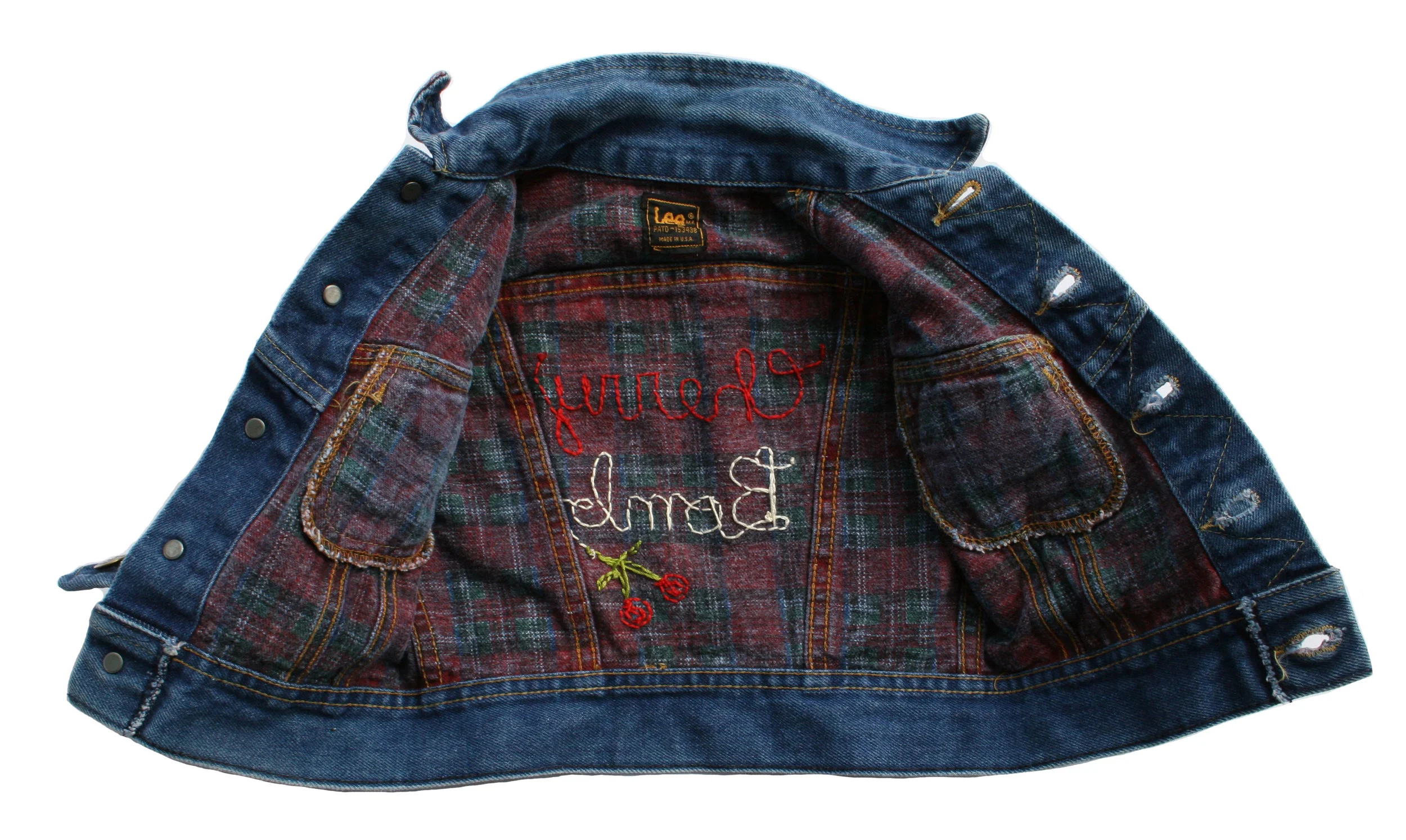 jean jacket with plaid inside