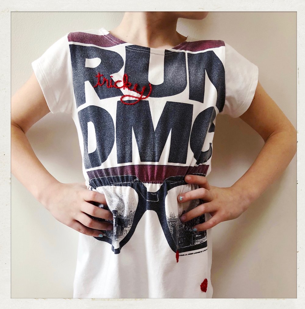 run dmc t shirt dress MY ADIDAS!!!! Run DMC kids Adidas t+shirt + thrifted 90s satin minidress +  side Adidas 3 stripe & logo from Adidas sweats #adidas #rundmc #dress  #shelltoes #sustainability #diy #1990s #vintage