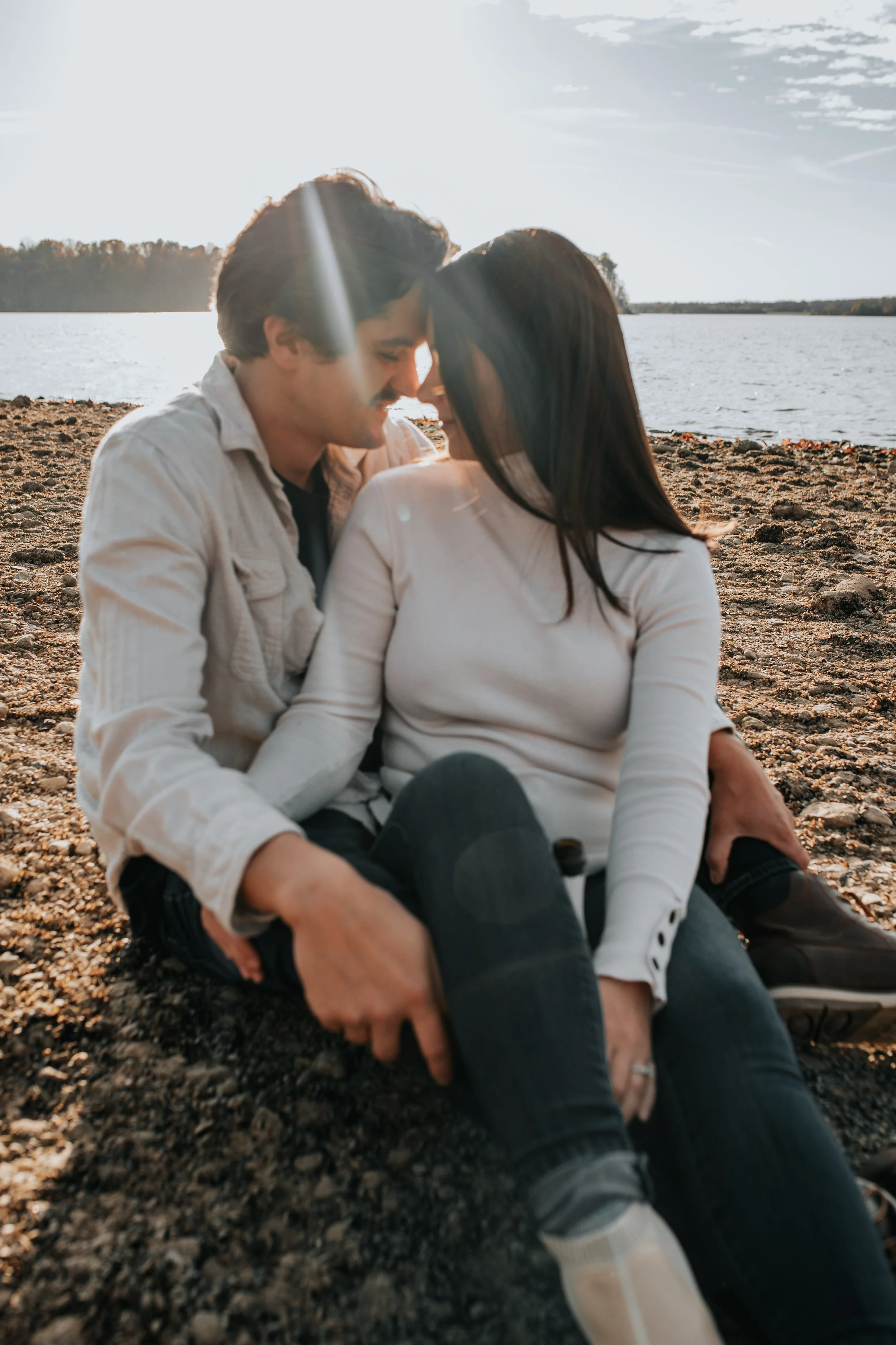 Engagement session fashion on beach in Ohio