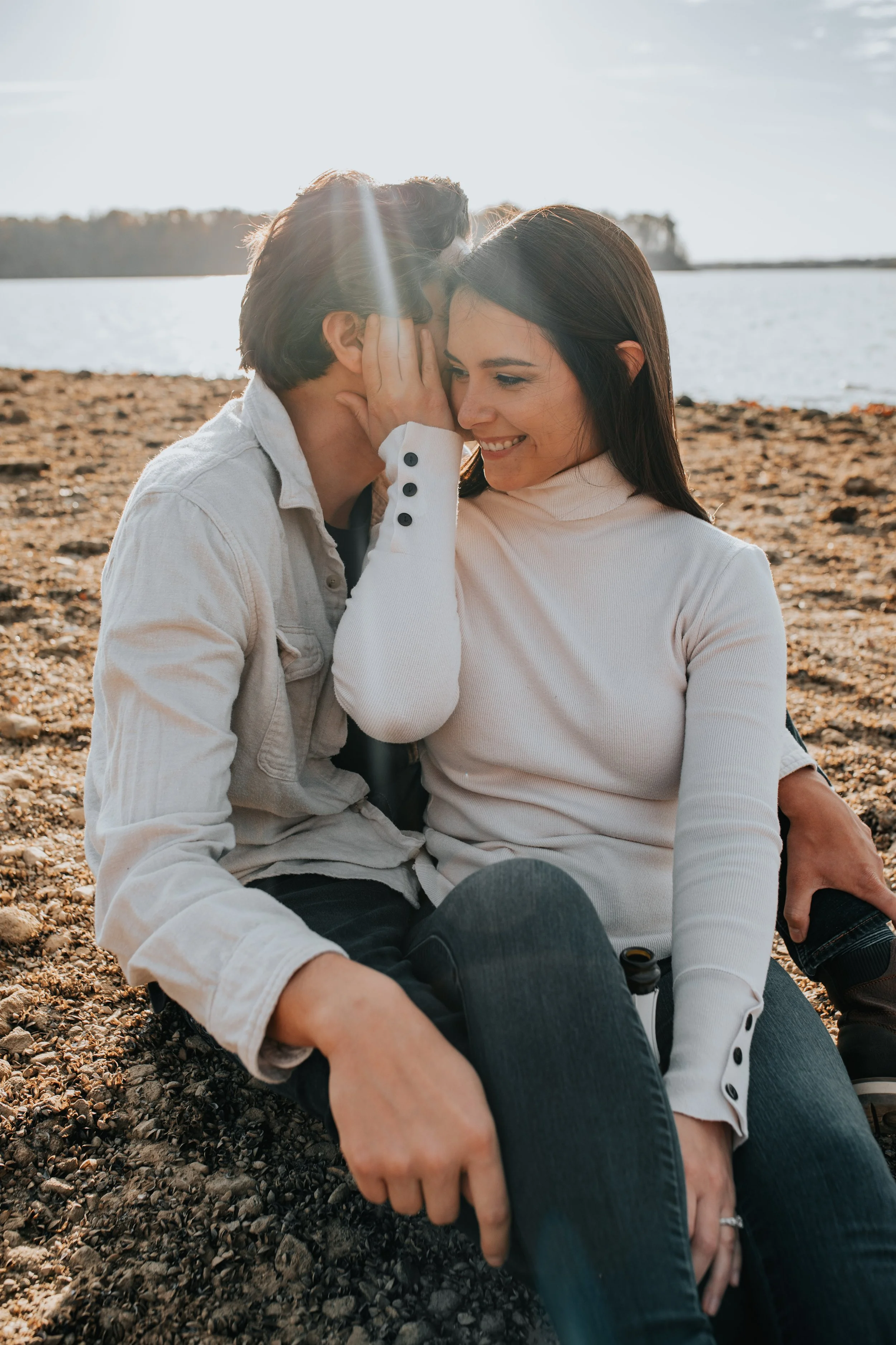 Engagement session fashion on beach in Ohio