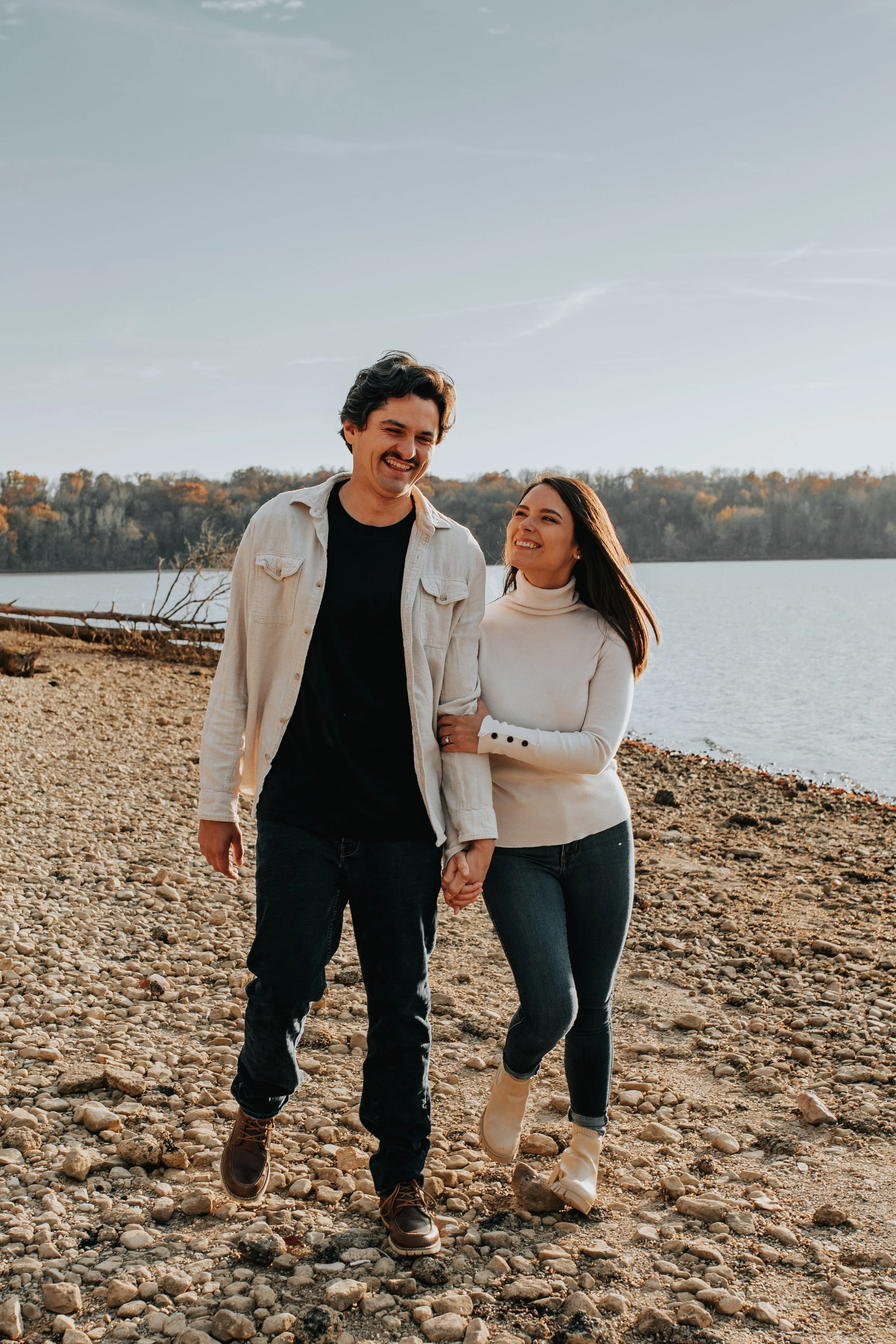 Engagement session fashion on beach in Ohio