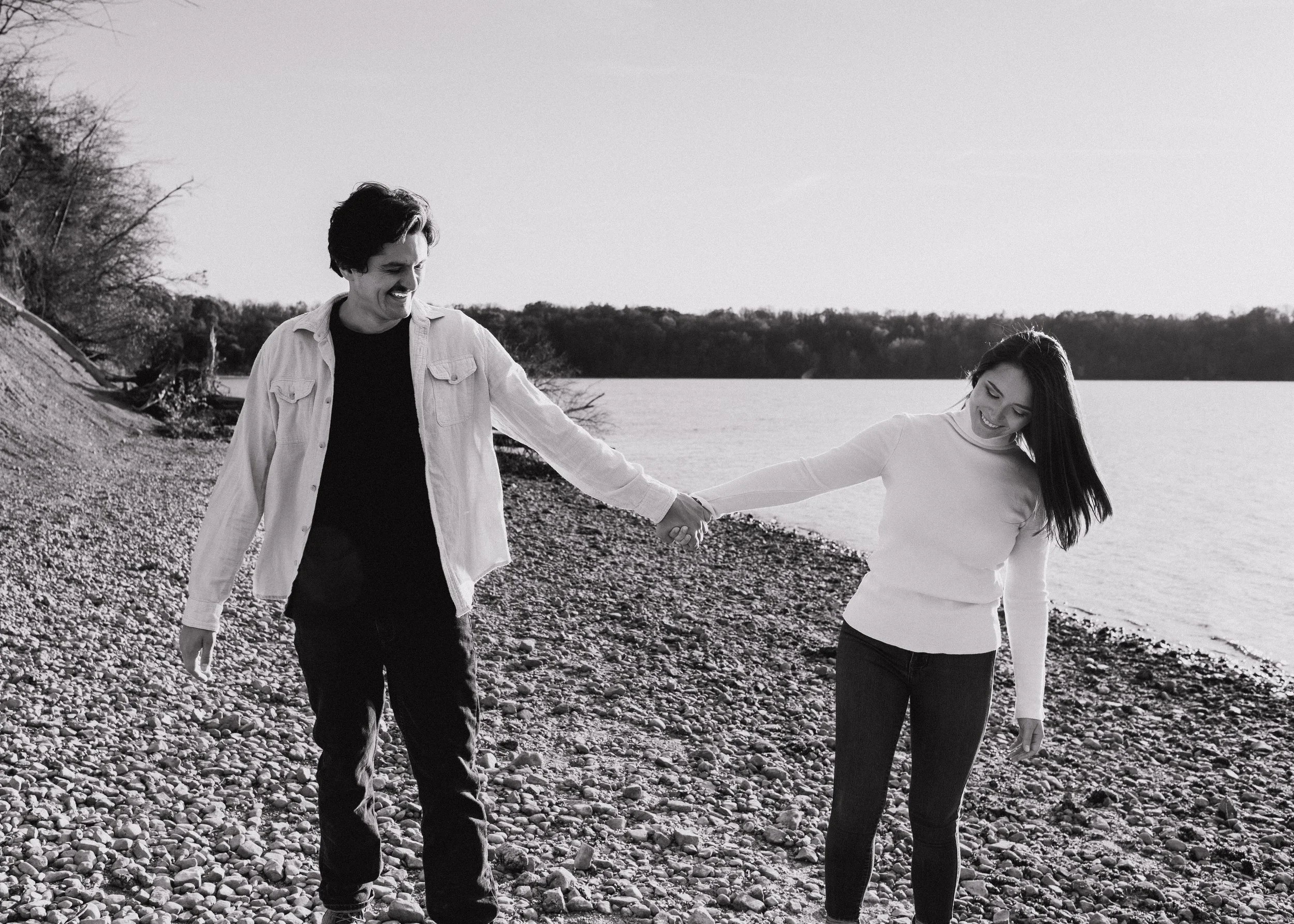 Engagement session fashion on beach in Ohio