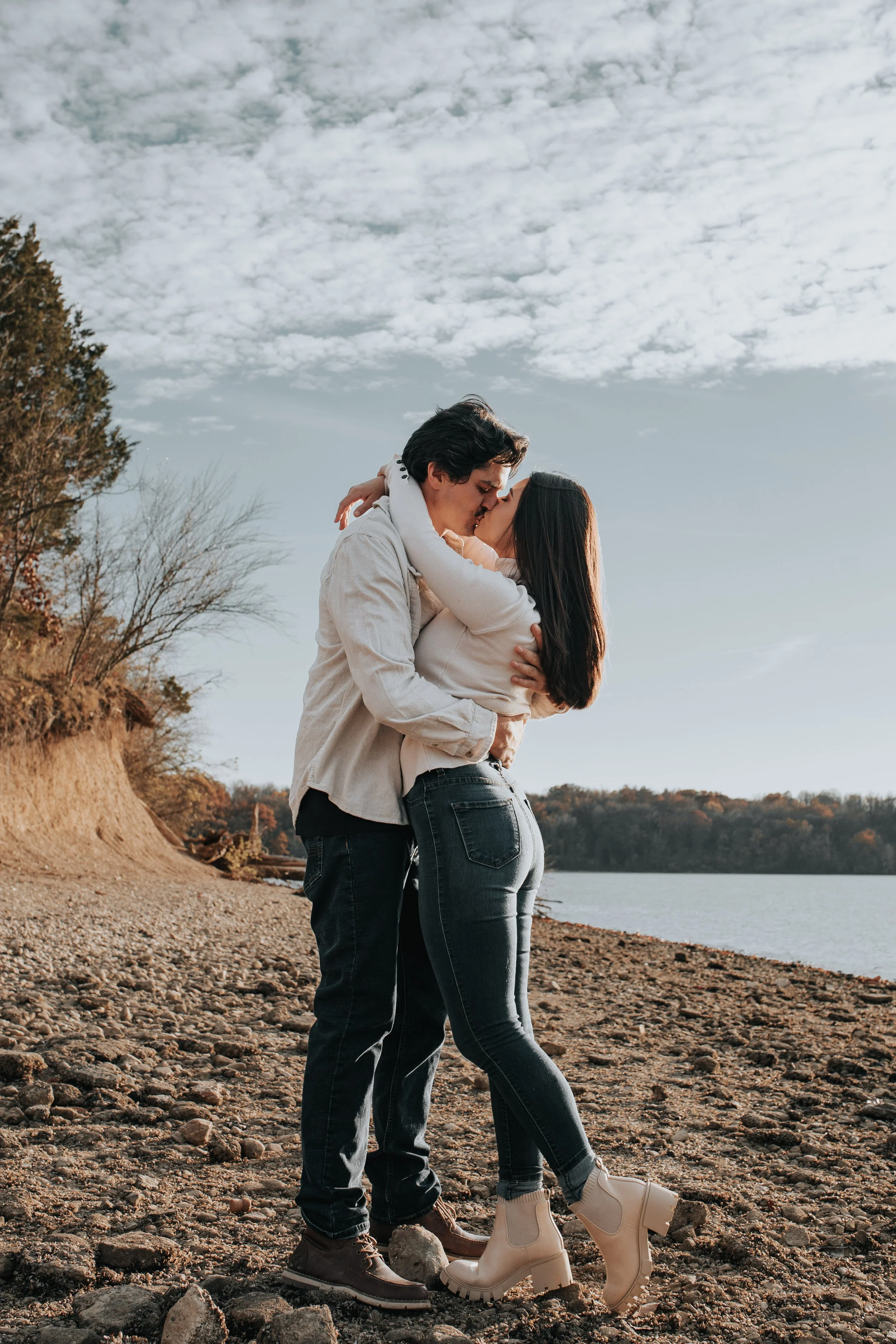 Engagement session fashion on beach in Ohio