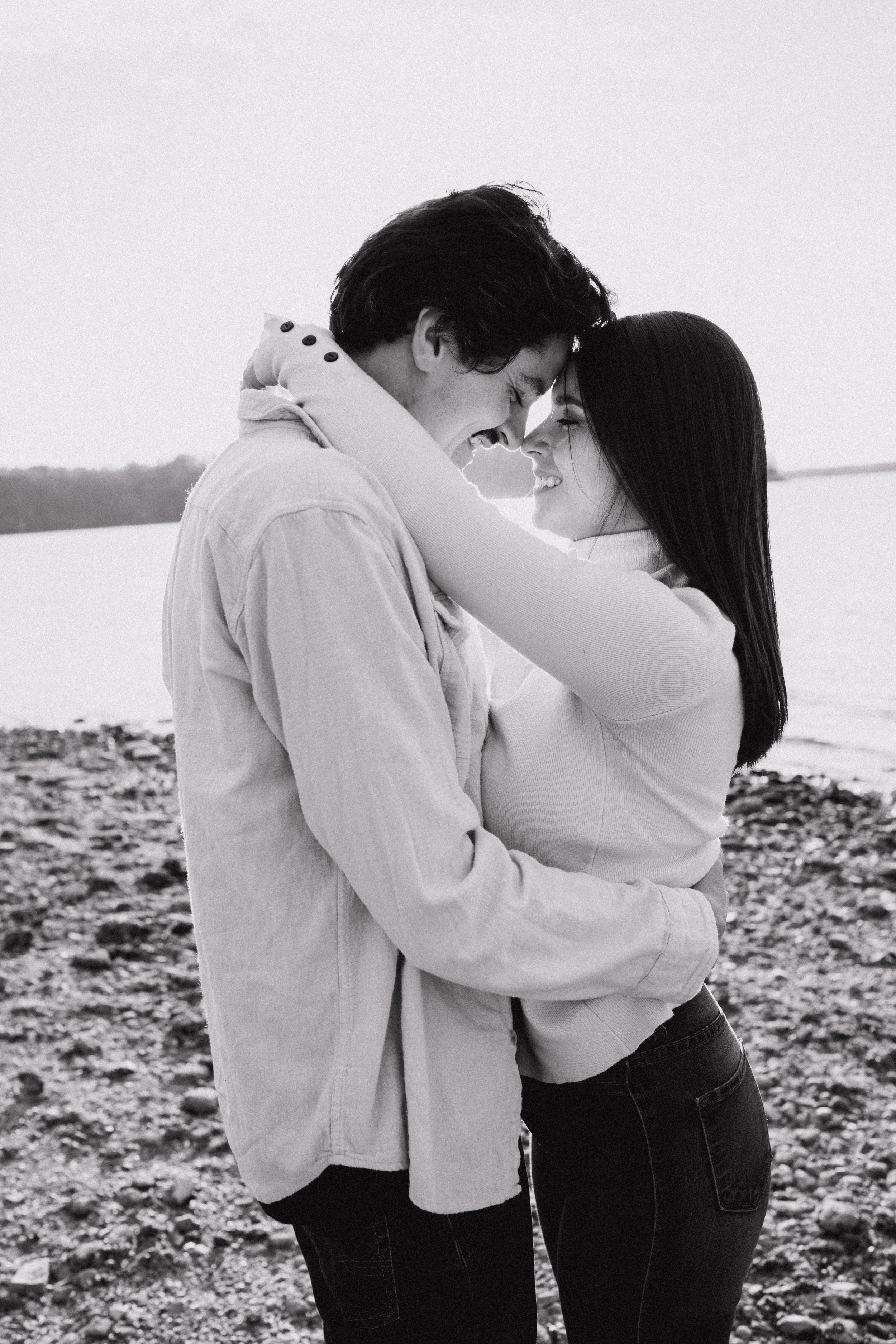 Engagement session fashion on beach in Ohio