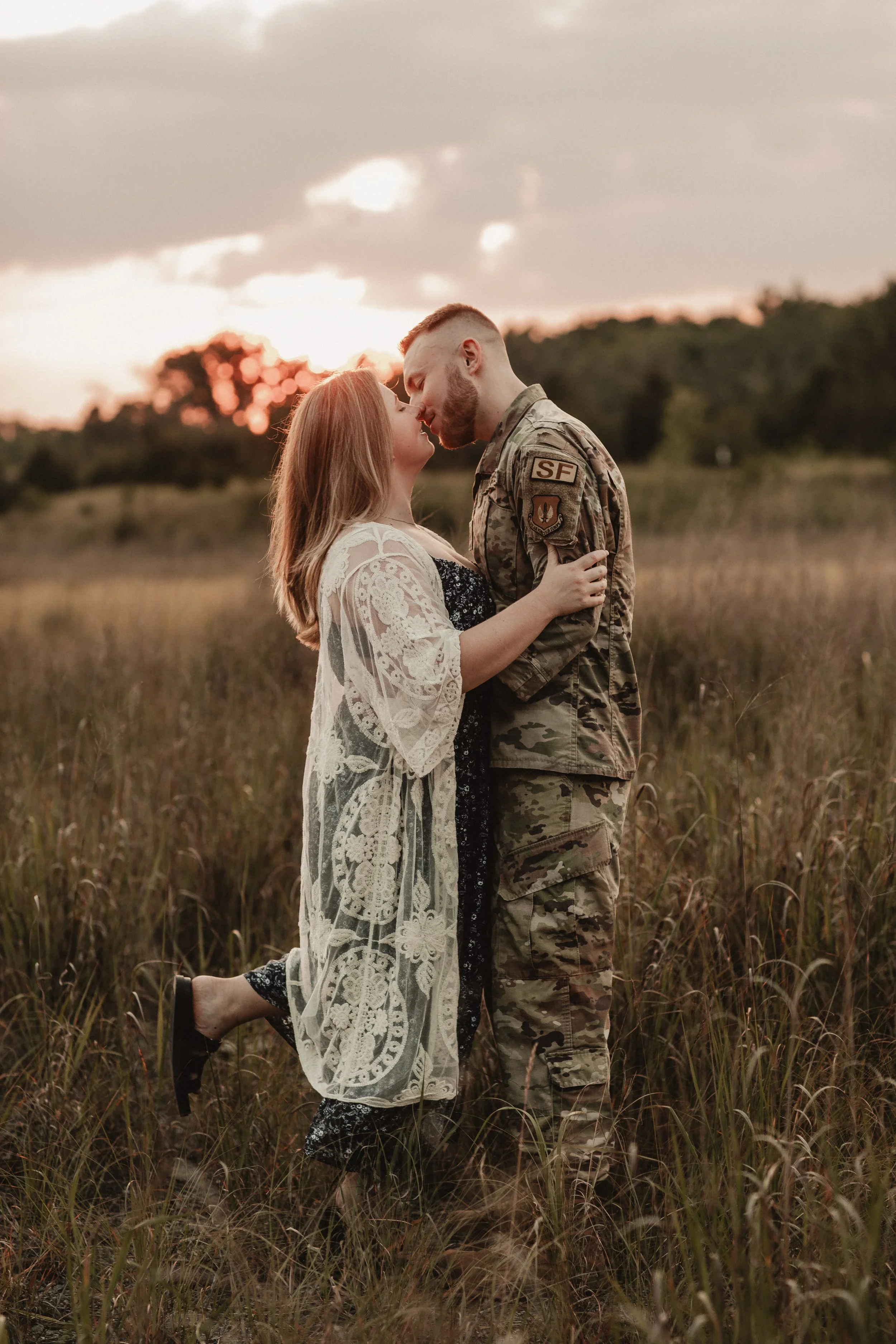 Romantic military engagement session photographed by Sarah and Jordan Epperson of Every Atom Photography, a Cincinnati-based wedding and engagement photography team capturing timeless, natural love stories.