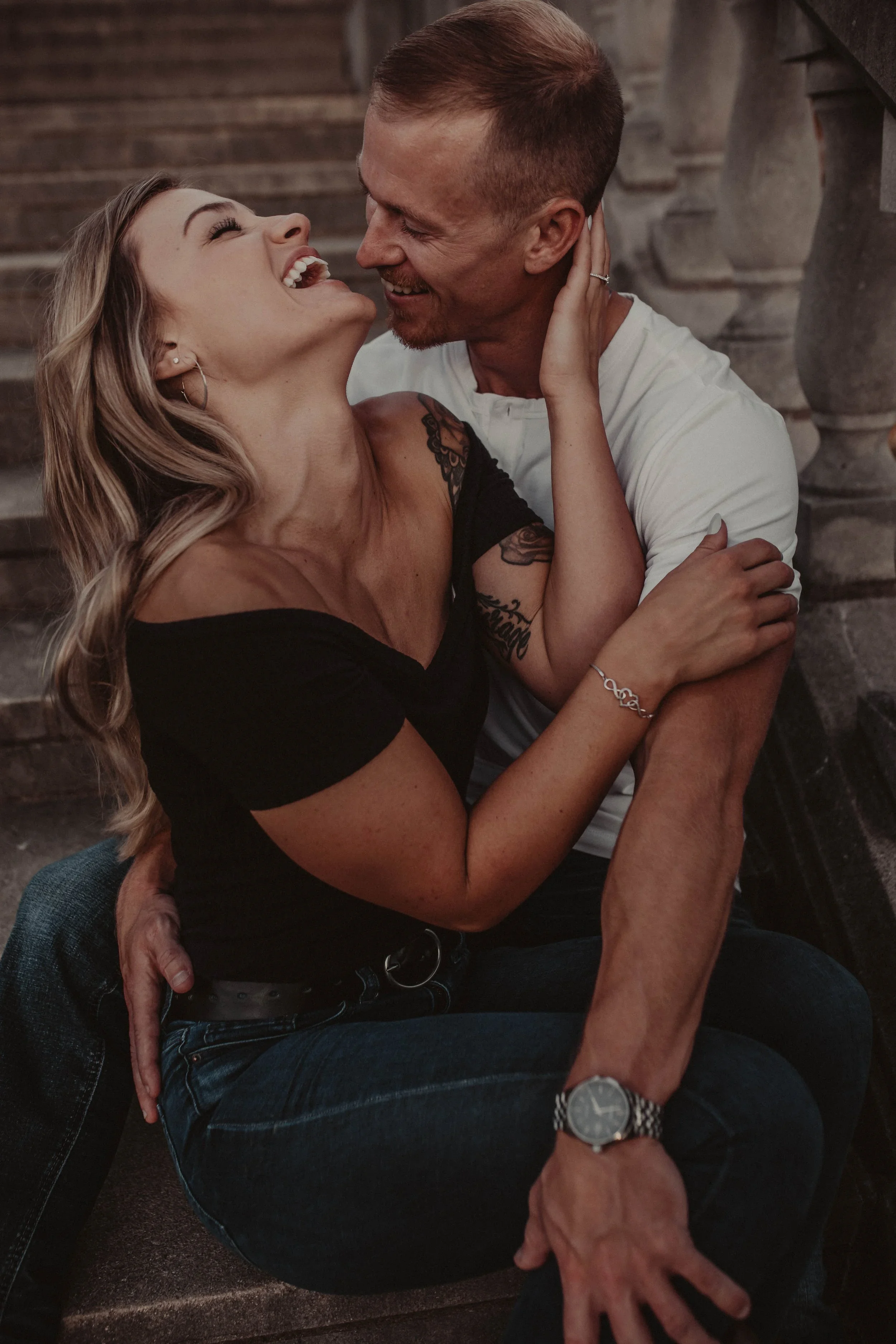 Romantic engagement session photographed by Sarah and Jordan Epperson of Every Atom Photography, Cincinnati wedding and engagement photographers capturing timeless, emotional moments for couples.