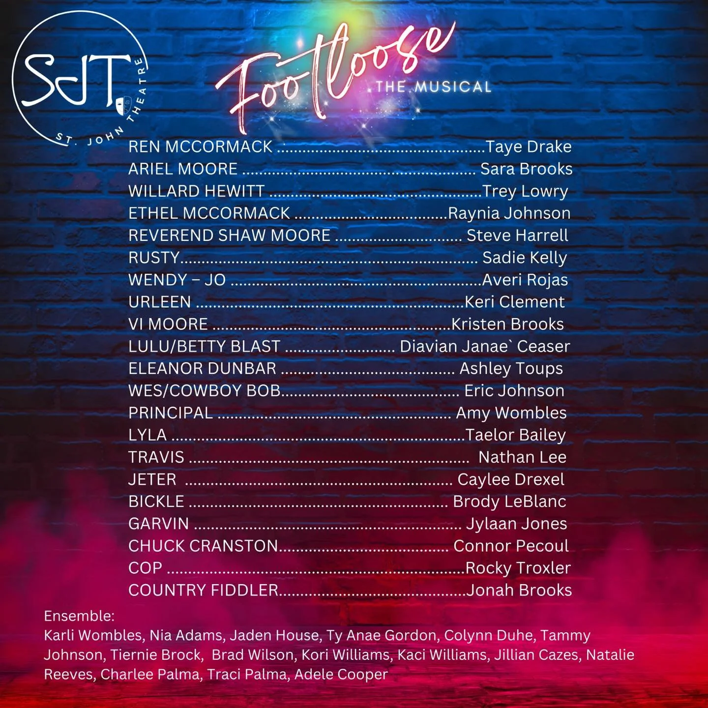 Footloose the Musical Meet the Cast — St. John Theatre