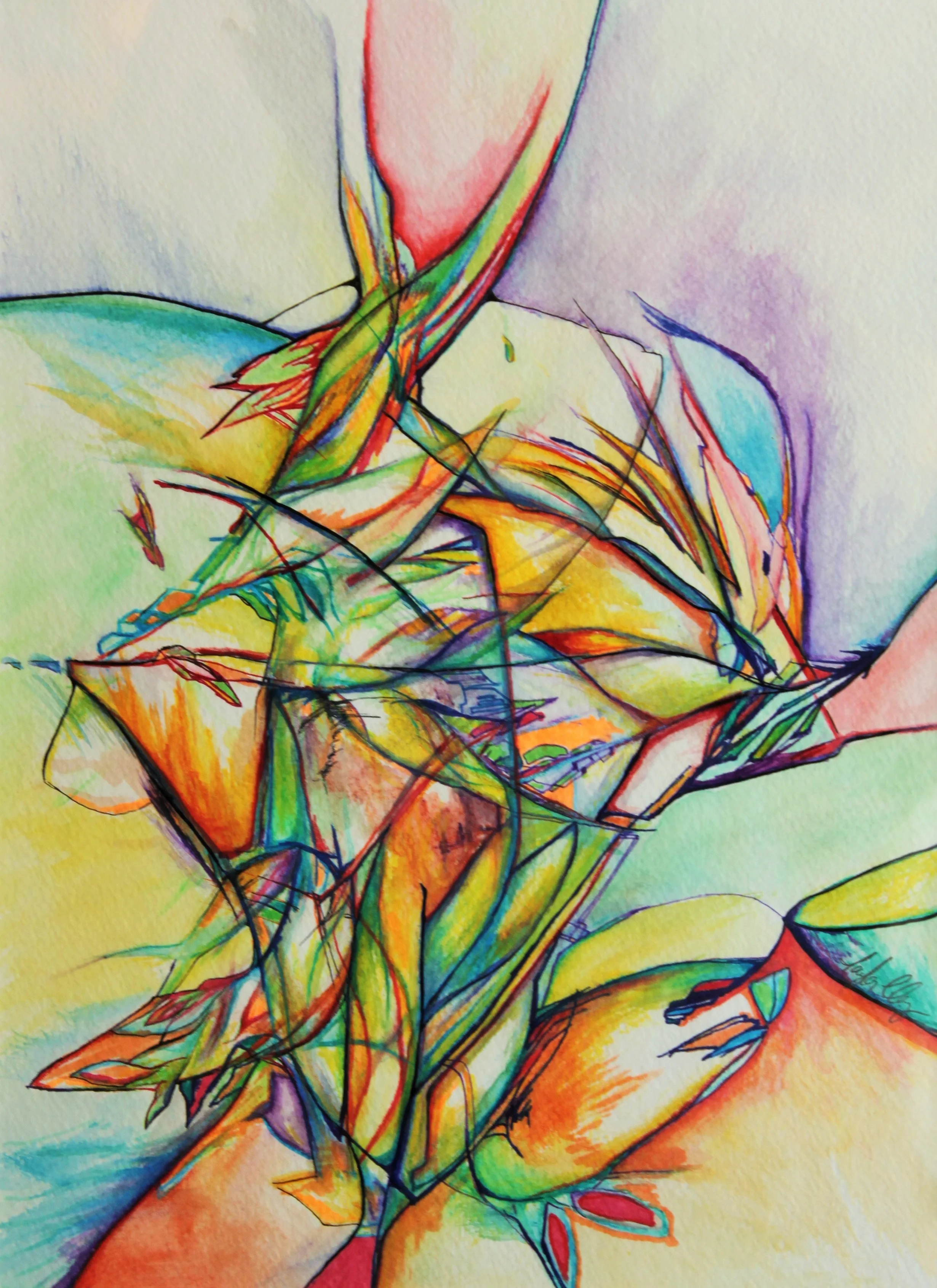 Bear and Porcupine, mixed media on watercolor paper, 12" x 18" - SOLD