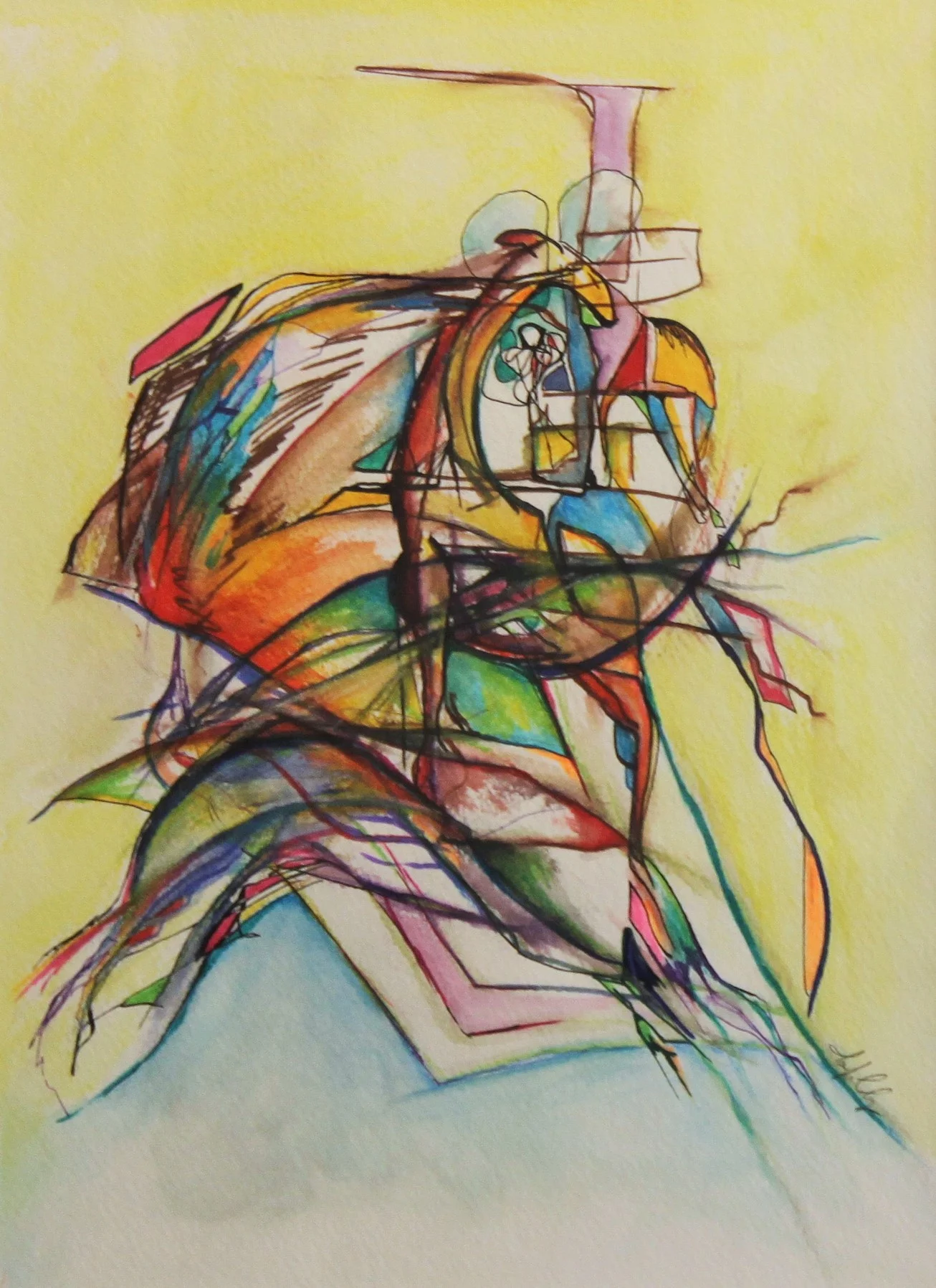 Twiga, mixed media on watercolor paper, 12" x 18" - SOLD