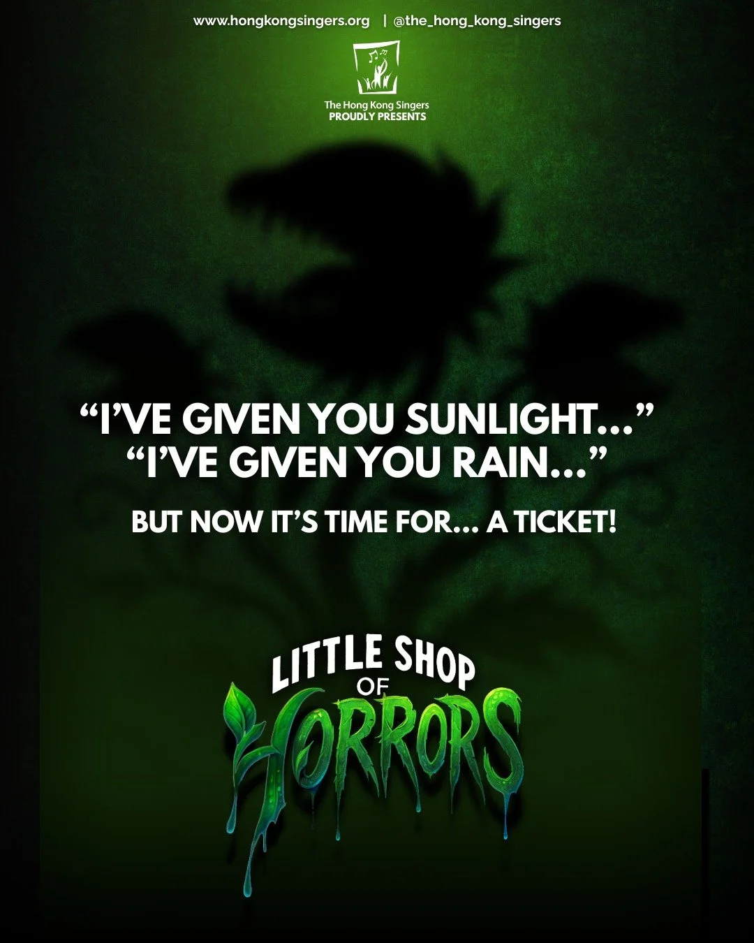 In just 10 days, ticket sales for Little Shop of Horrors will officially open! ðą Get ready to secure your seats for this unforgettable show.
ðŠī Little Shop of Horrors opens 20 November 2025 at the Sheung Wan Civic Centre.
 #musicaltheatrelife #com