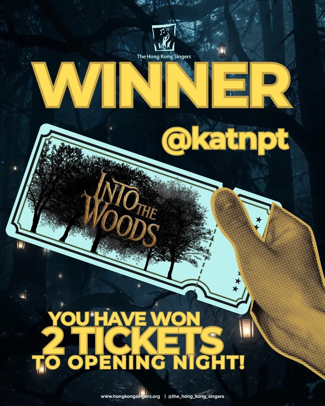 Congrats to @katnpt!! 🎟 You have won 2 tickets to opening night this Friday!! We'll DM you with the details.

Thank you to everyone who entered!
There are still tickets left so head to the link in our bio to get yours!

#ticketwinner #intothewoods
