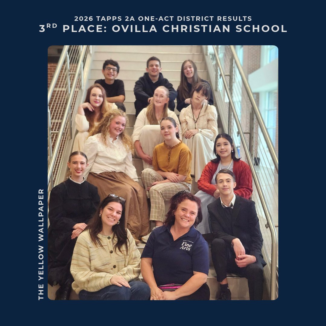 Congratulations to the High School One Act cast and crew!

⭐️2026 TAPPS 2A District One-Act Results⭐️
1st Place: Wylie Prep/Little Women
2nd Place: Longview/The Triangle
3rd Place: Ovilla Christian/The Yellow Wallpaper

⭐️Honorable Mention All Star C