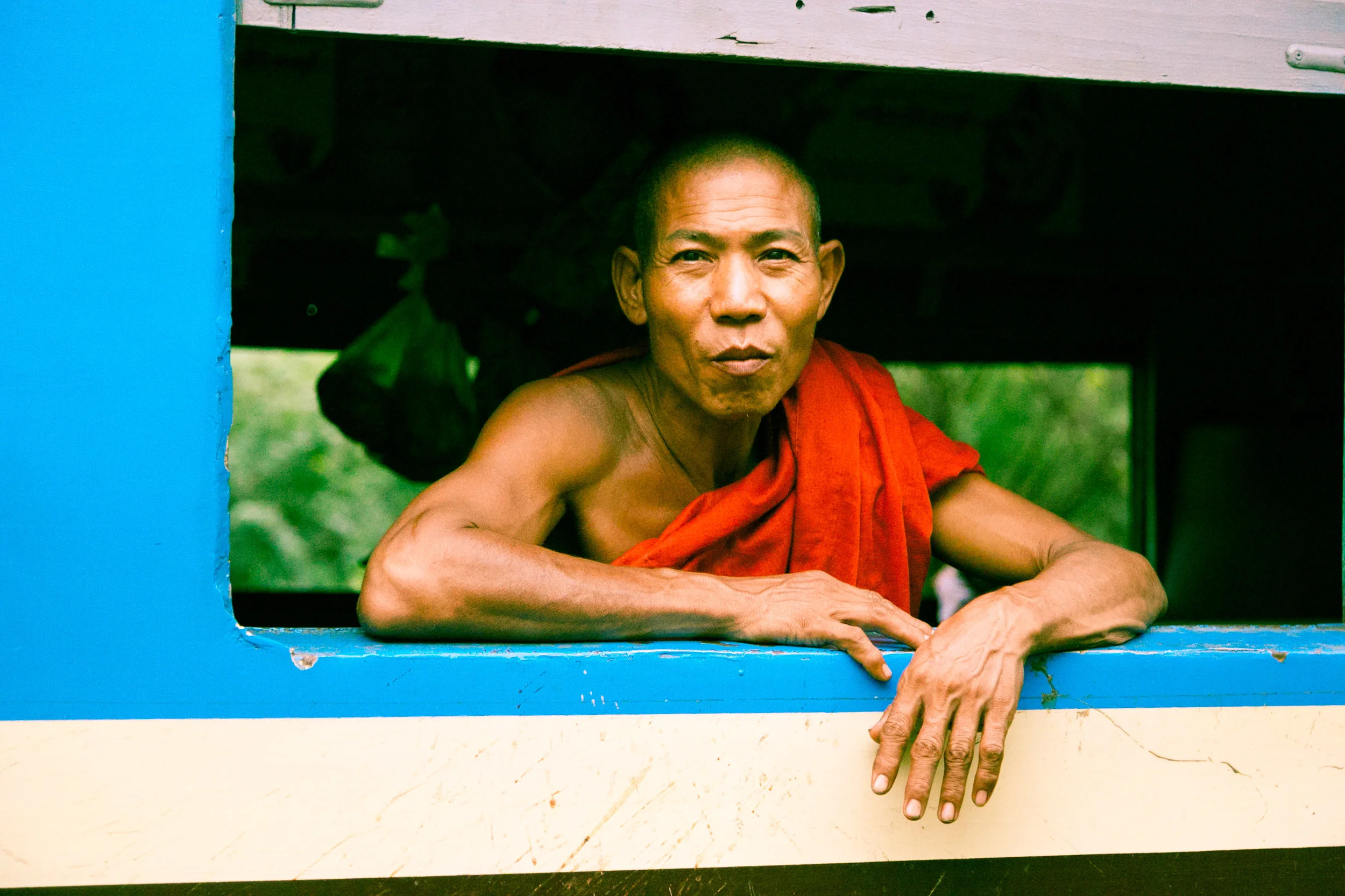 Monk on a Train, Burma
