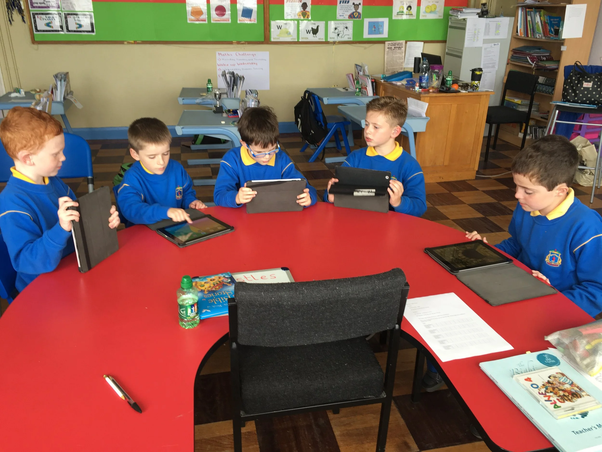 Working hard on the ipads