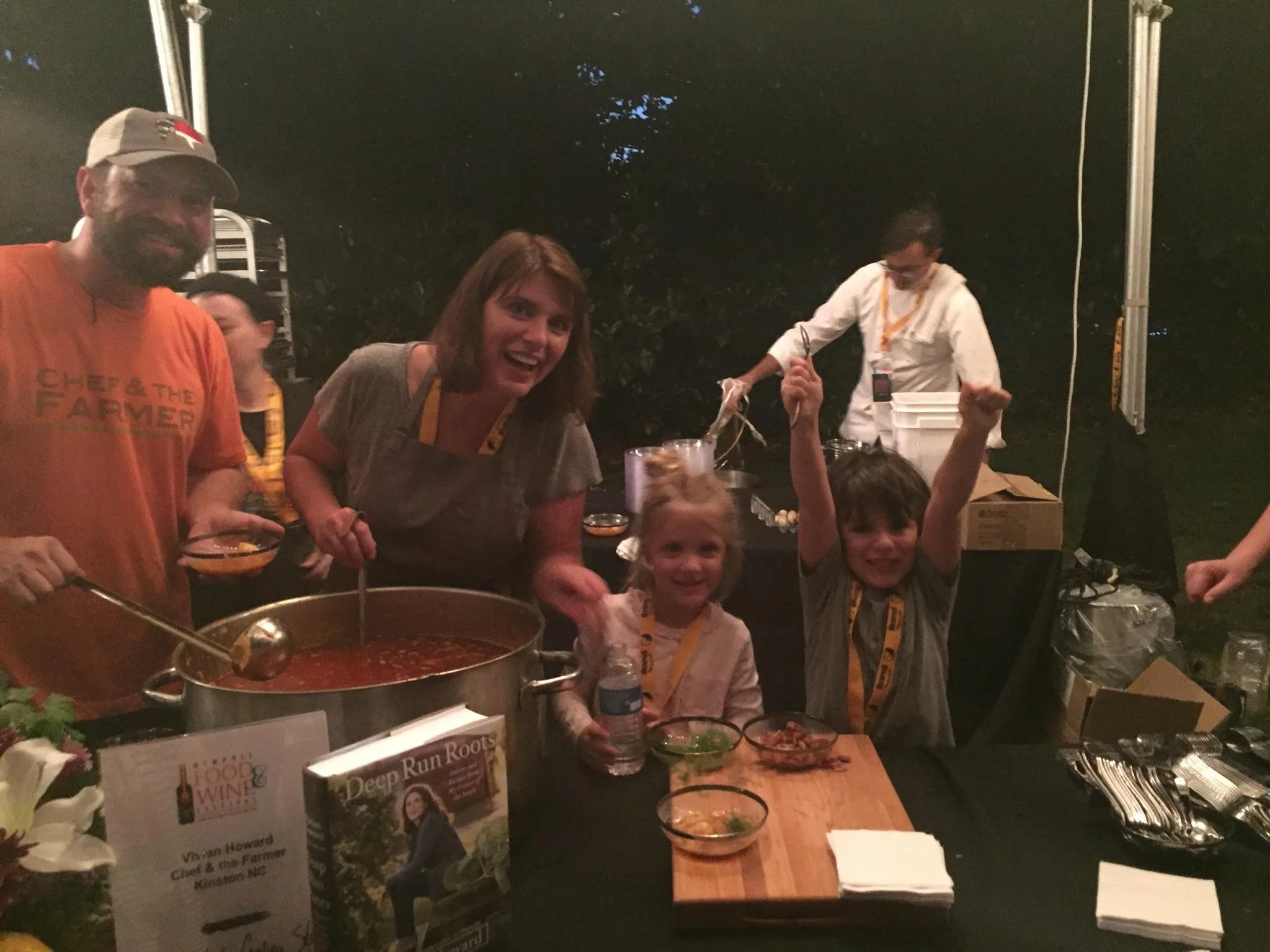 Theo, Flo, Casey & me serving shrimp stew in Memphis, TN
