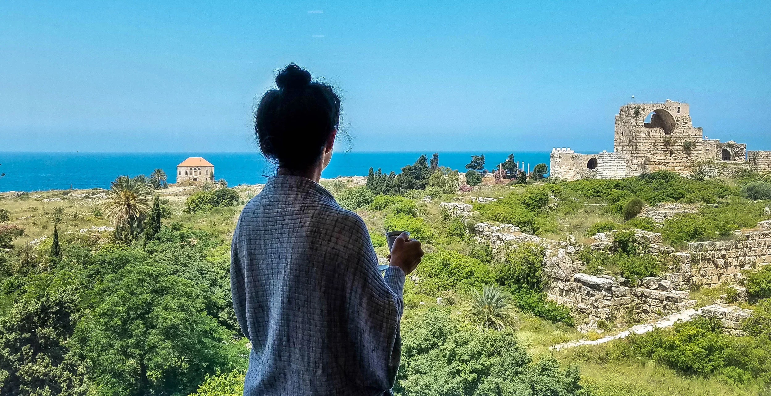 Looking out over Byblos's ancient Phoencian castle from our breakfast room. 