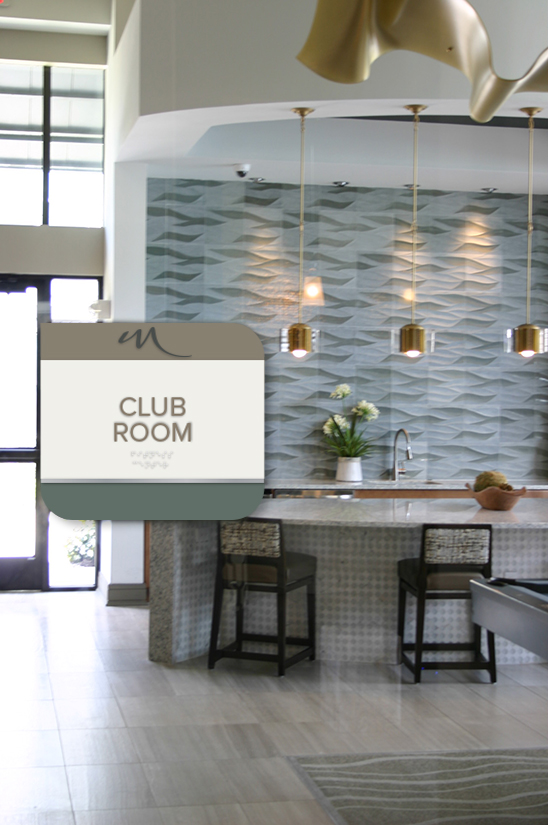 Multifamily Club Room Signage in Houston