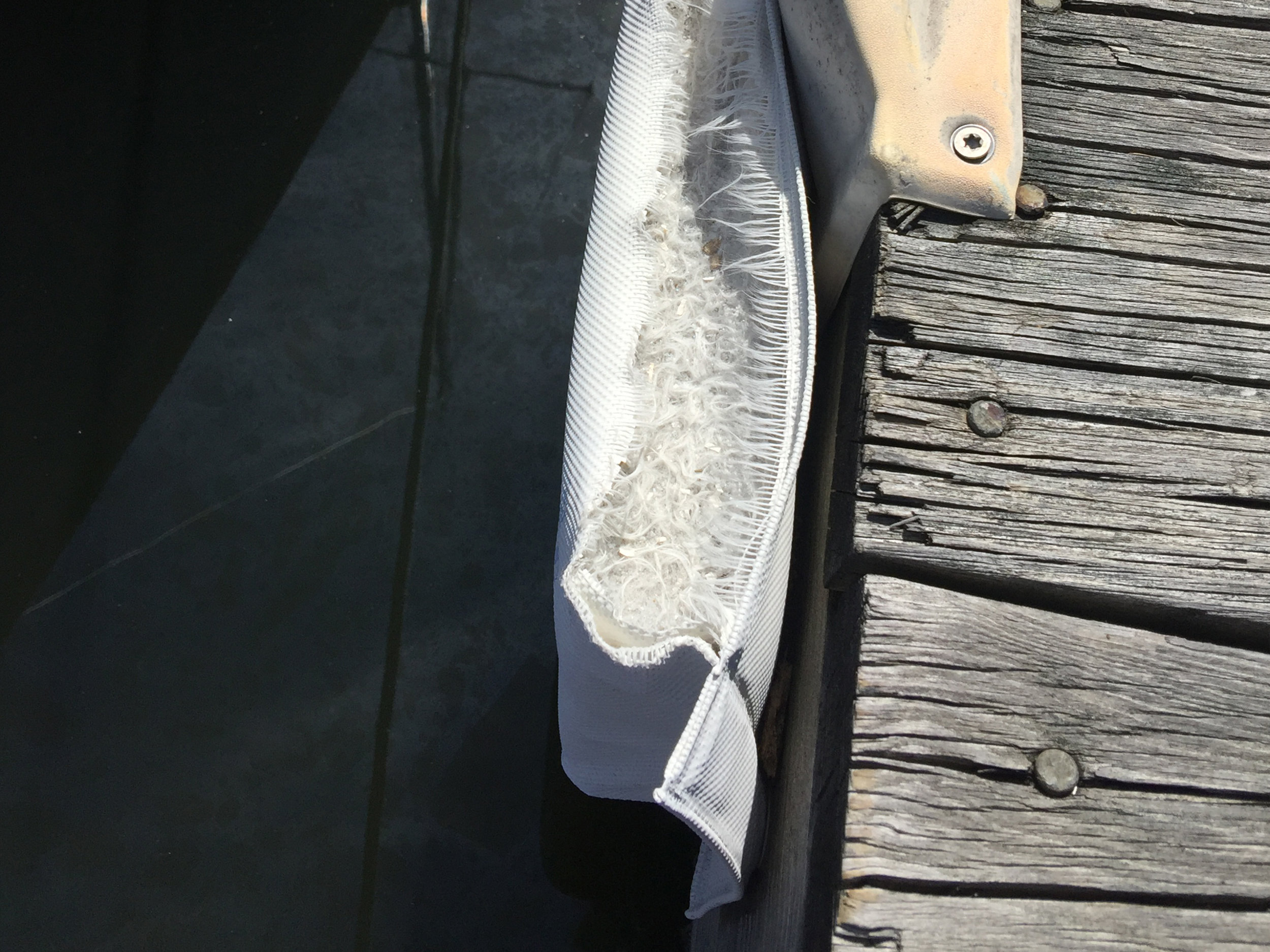 Rips exposing poor filling material