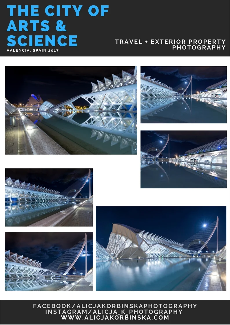 Museum of science at night time with the view at El Pont de l'Assut de l'Or bridge.