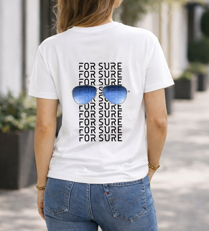 tshirt femme blanc for sure impression dos.png